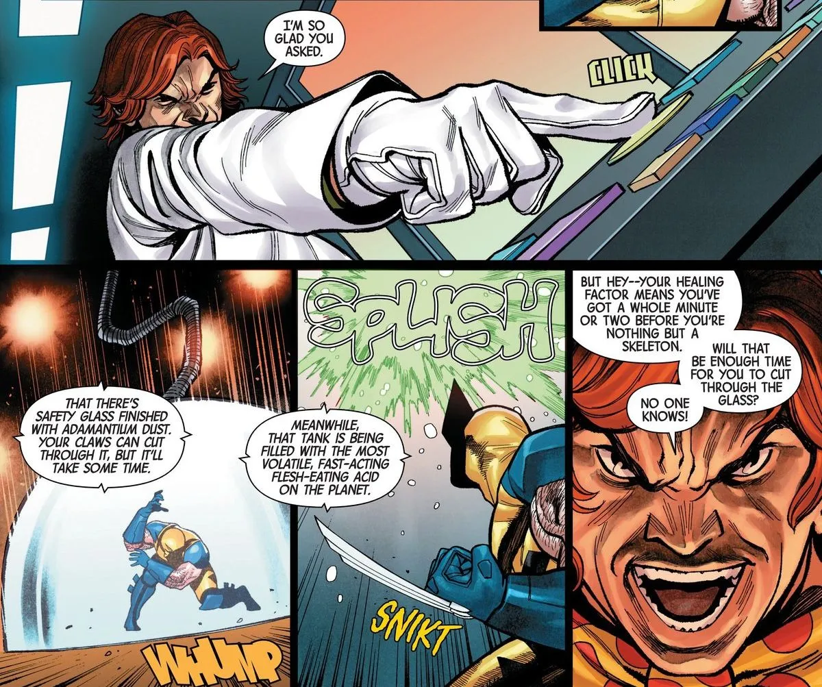 Arcade uses Adamantium Dust on Wolverine