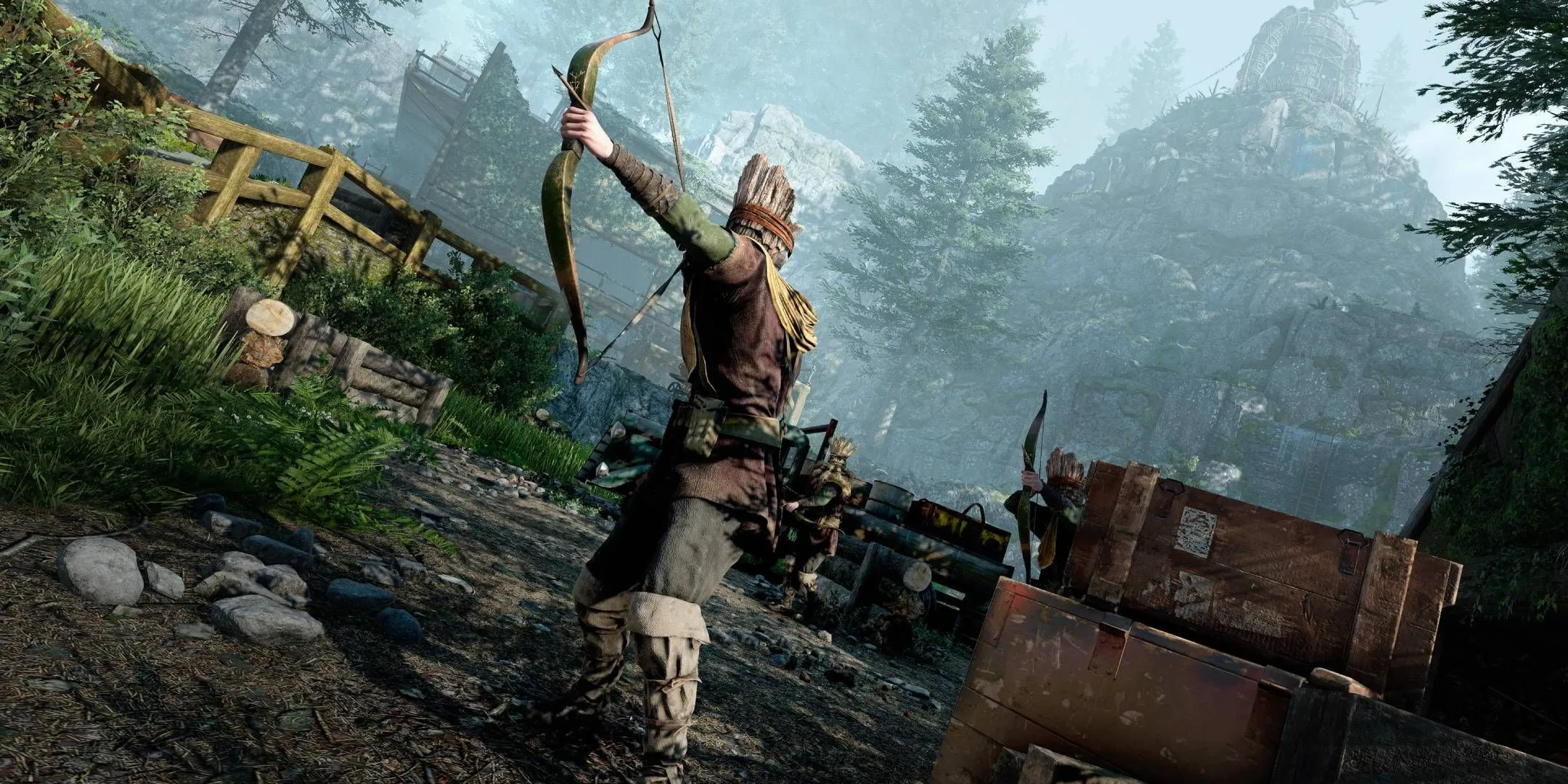 An enemy holding a bow and arrow in Atomfall.