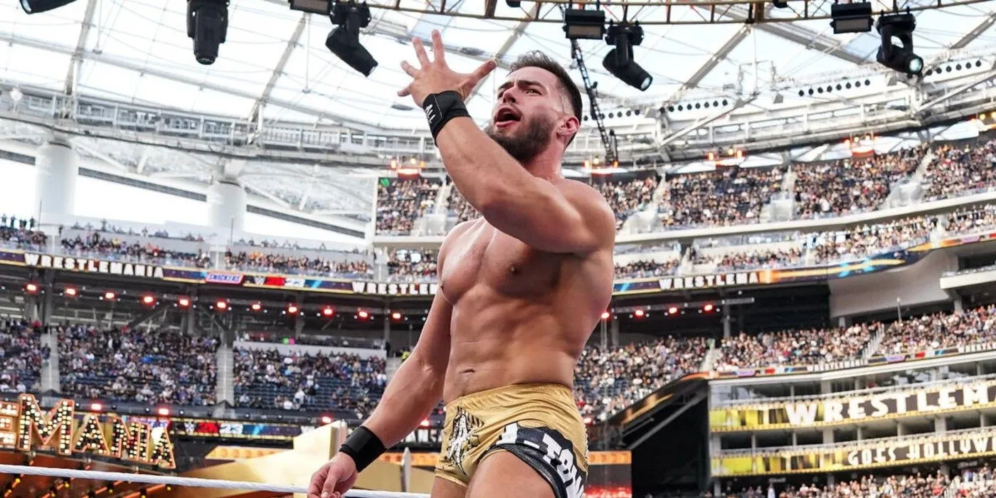 Austin Theory does John Cena's You Can't See Me Taunt at WWE WrestleMania 39 Austin Theory does John Cena's You Can't See Me Taunt at WWE WrestleMania 39