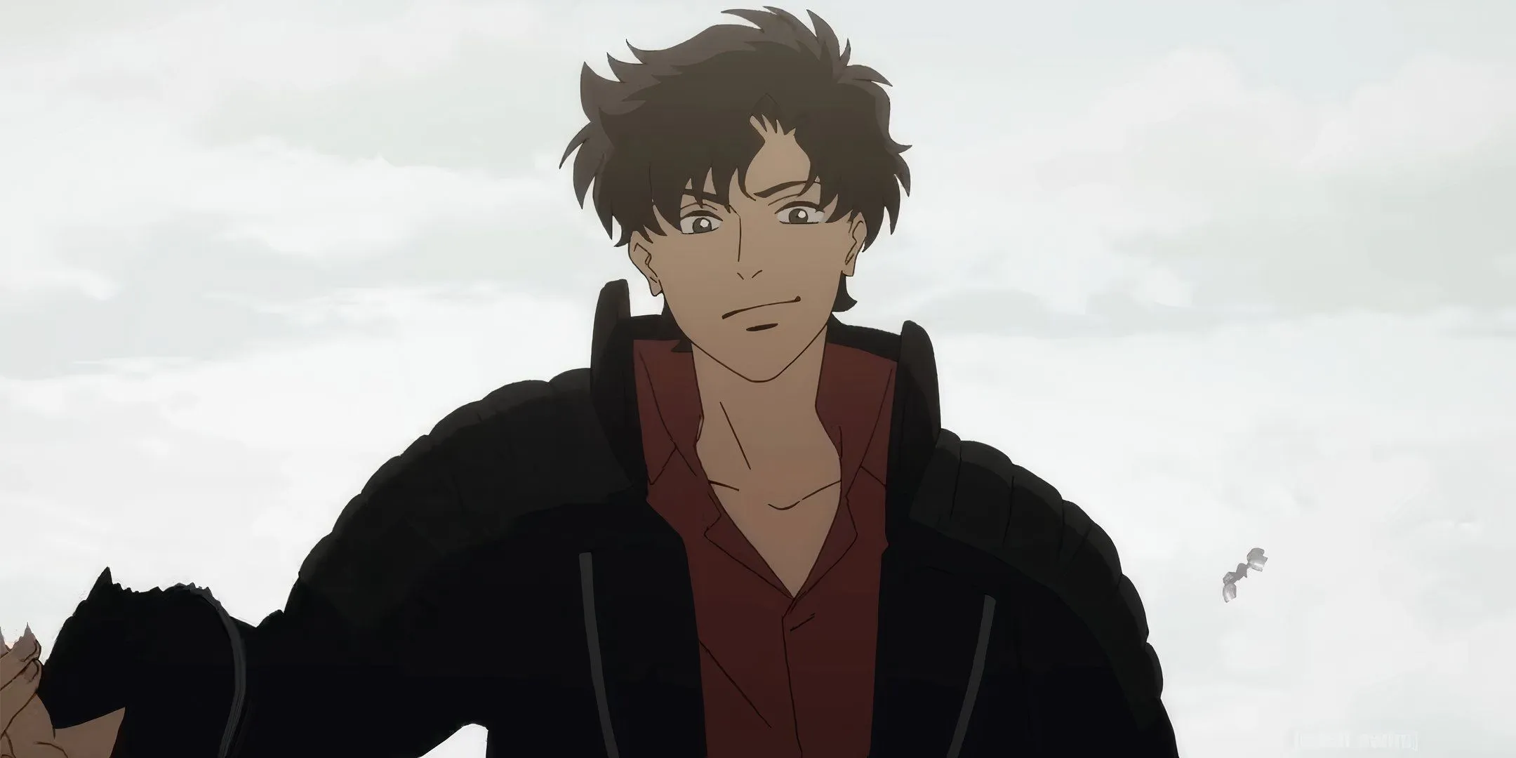 Axel looking confidently with birds flying around him in Lazarus Axel looking confidently with birds flying around him in Lazarus