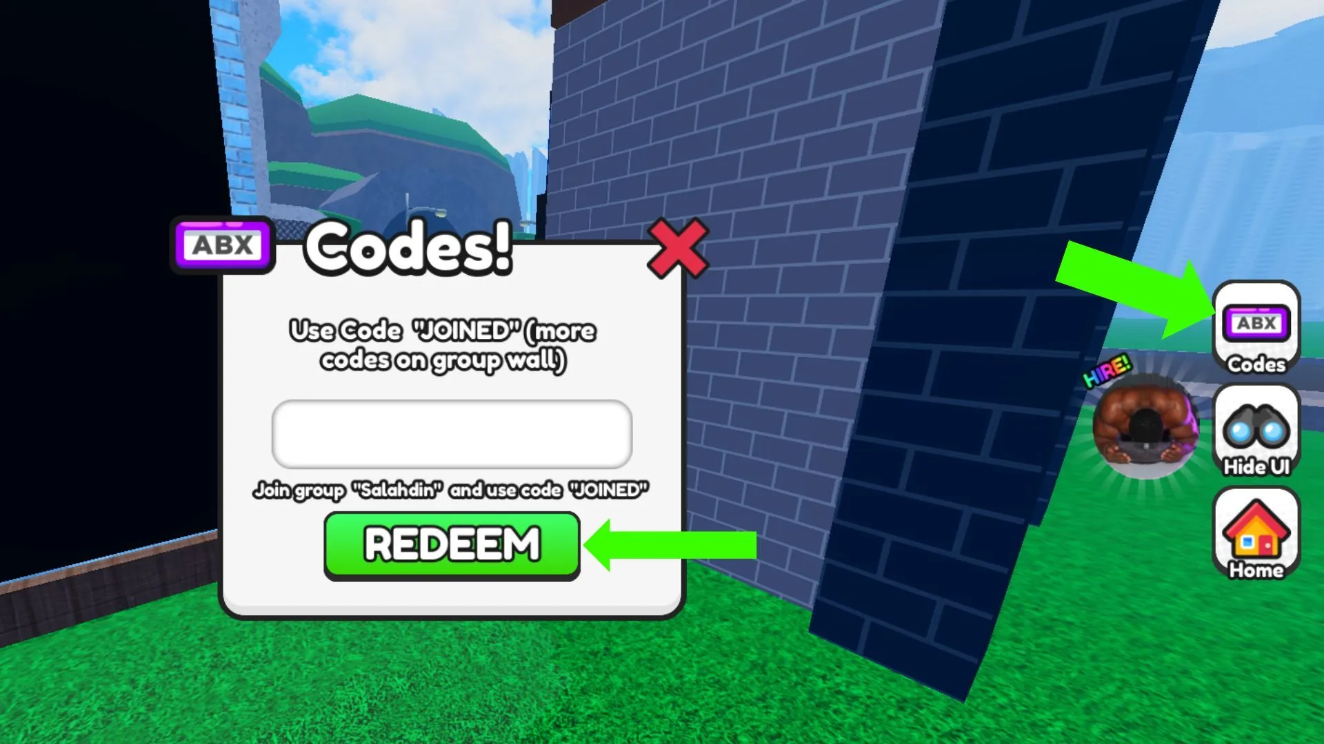 The Codes button is indicated by an 