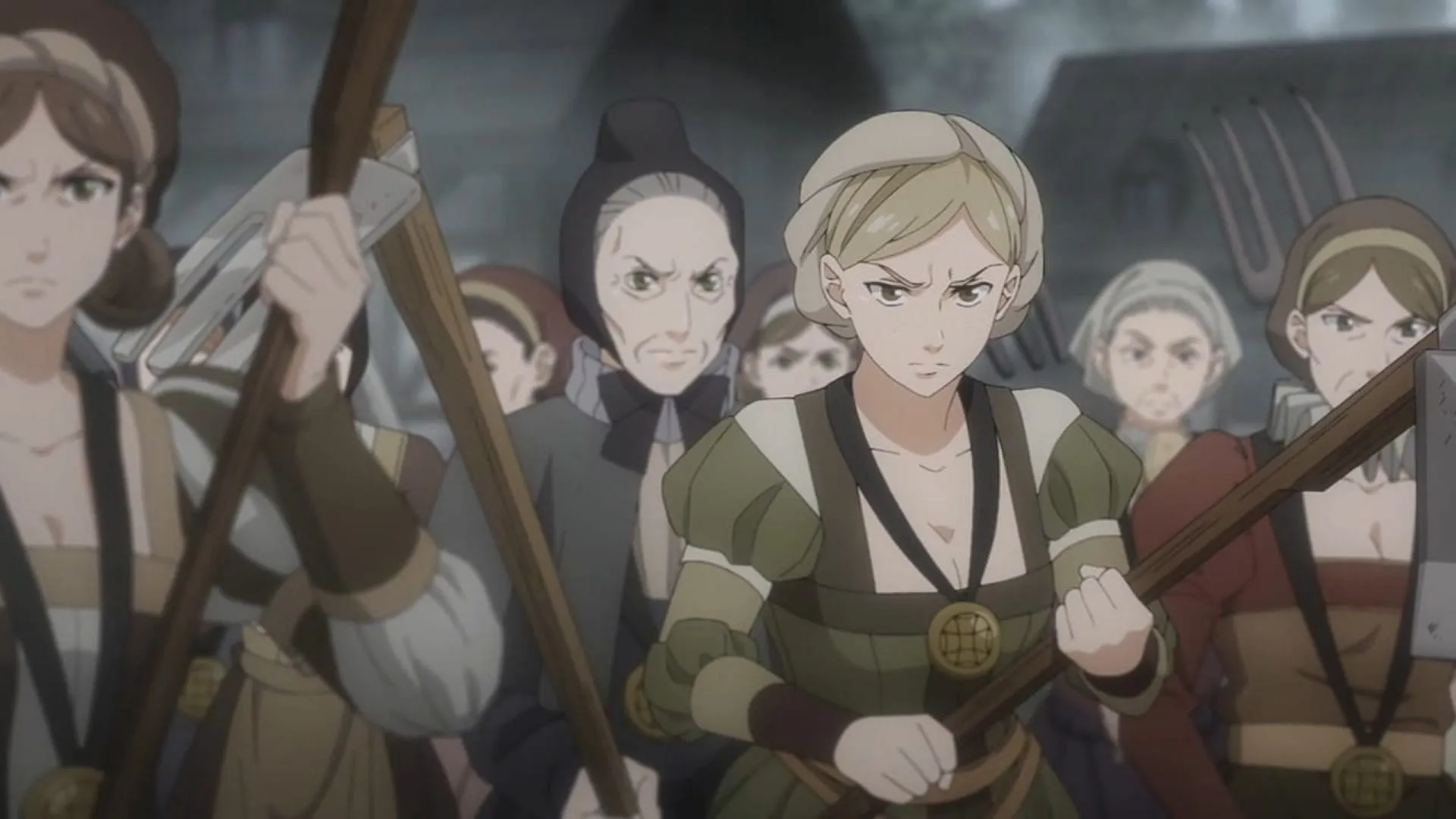 The angry villagers in the episode (Image via Cloverworks)