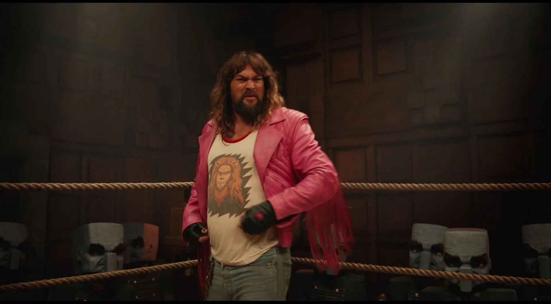 Jason Momoa in the chicken Jockey scene in A Minecraft Movie (Image via Mojang Studios/Warner Bros)