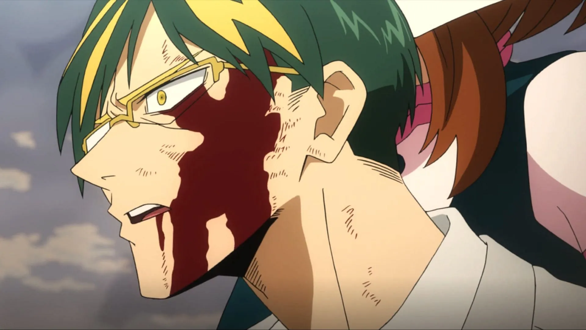 Nighteye reacting to the Midoriya vs Overhaul battle results in My Hero Academia (Image via Bones) Nighteye reacting to the Midoriya vs Overhaul battle results in My Hero Academia (Image via Bones)