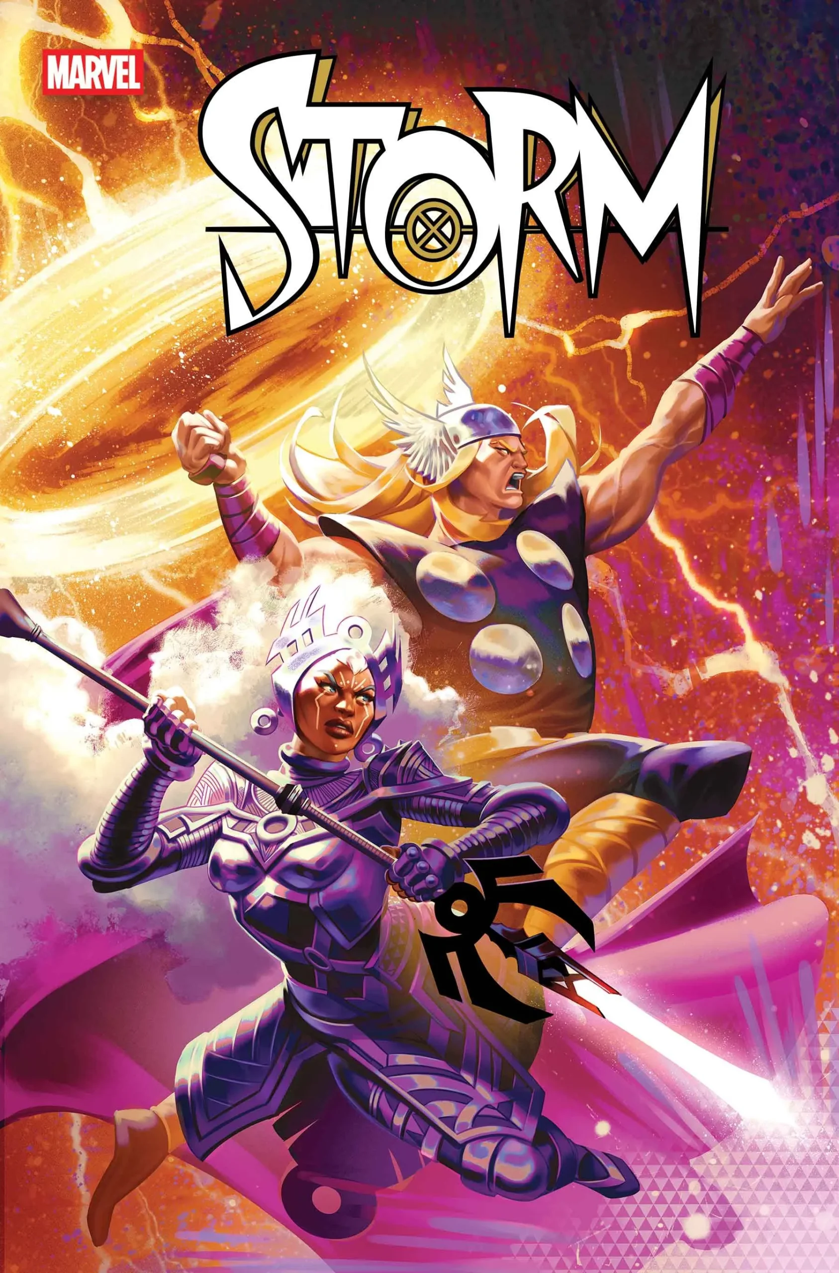 Storm #8 Cover Art by Mateus Manhanini with Storm and Thor charging into battle Storm #8 Cover Art by Mateus Manhanini with Storm and Thor charging into battle