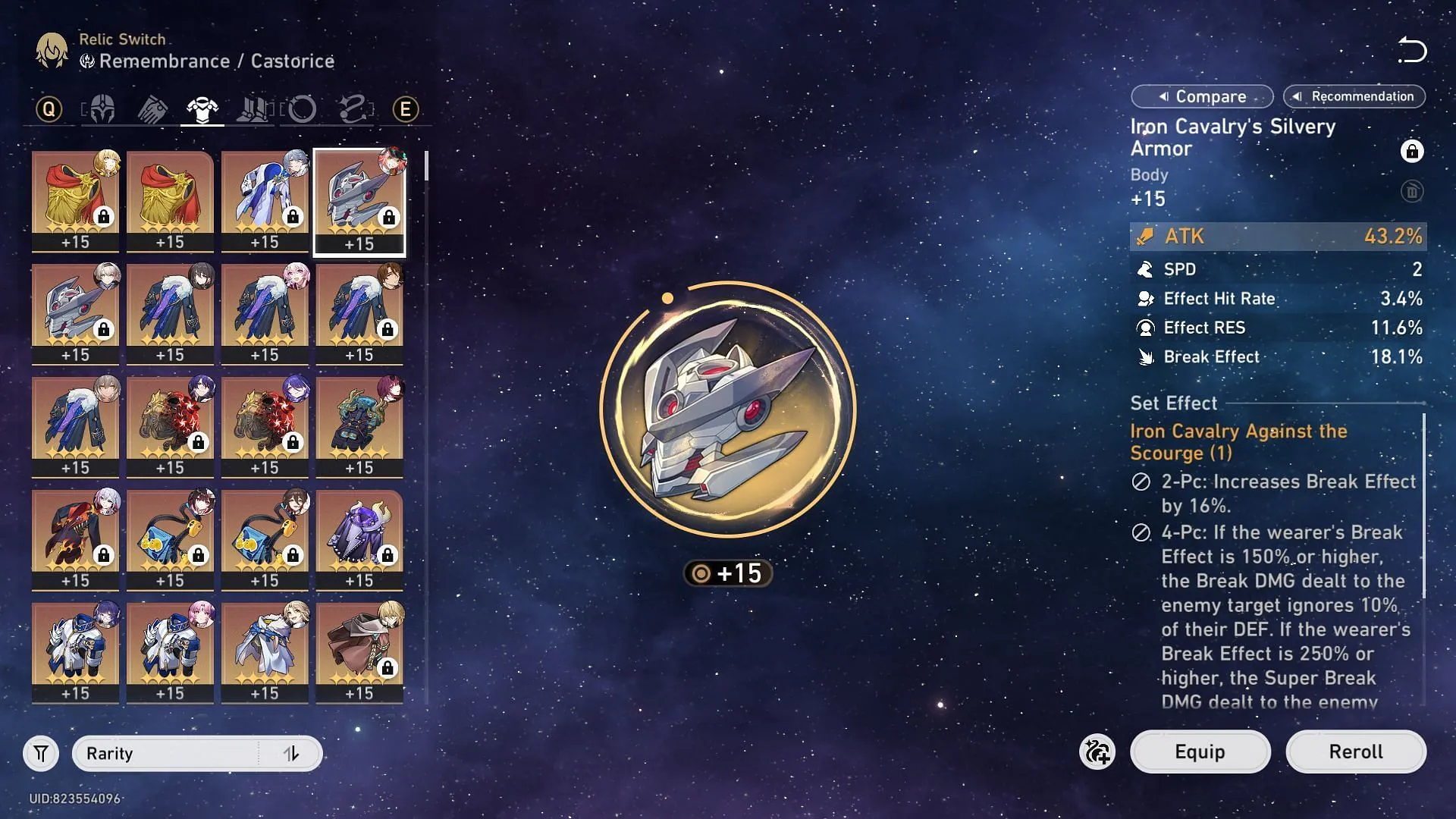 A Relic piece with ATK as its main stat (Image via Sportskeeda Gaming || HoYoverse)