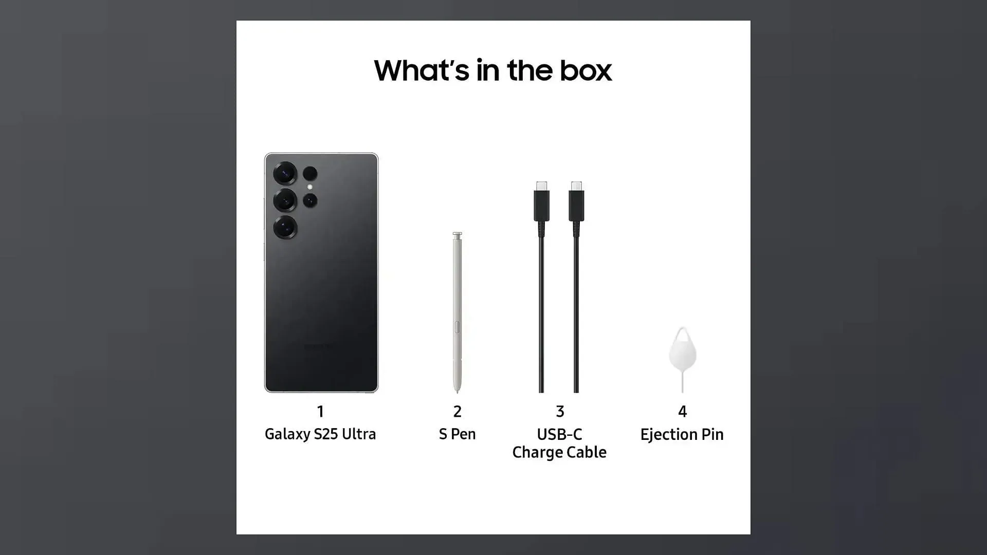 Items included in the S25 Ultra box (Image via Samsung) Items included in the S25 Ultra box (Image via Samsung)