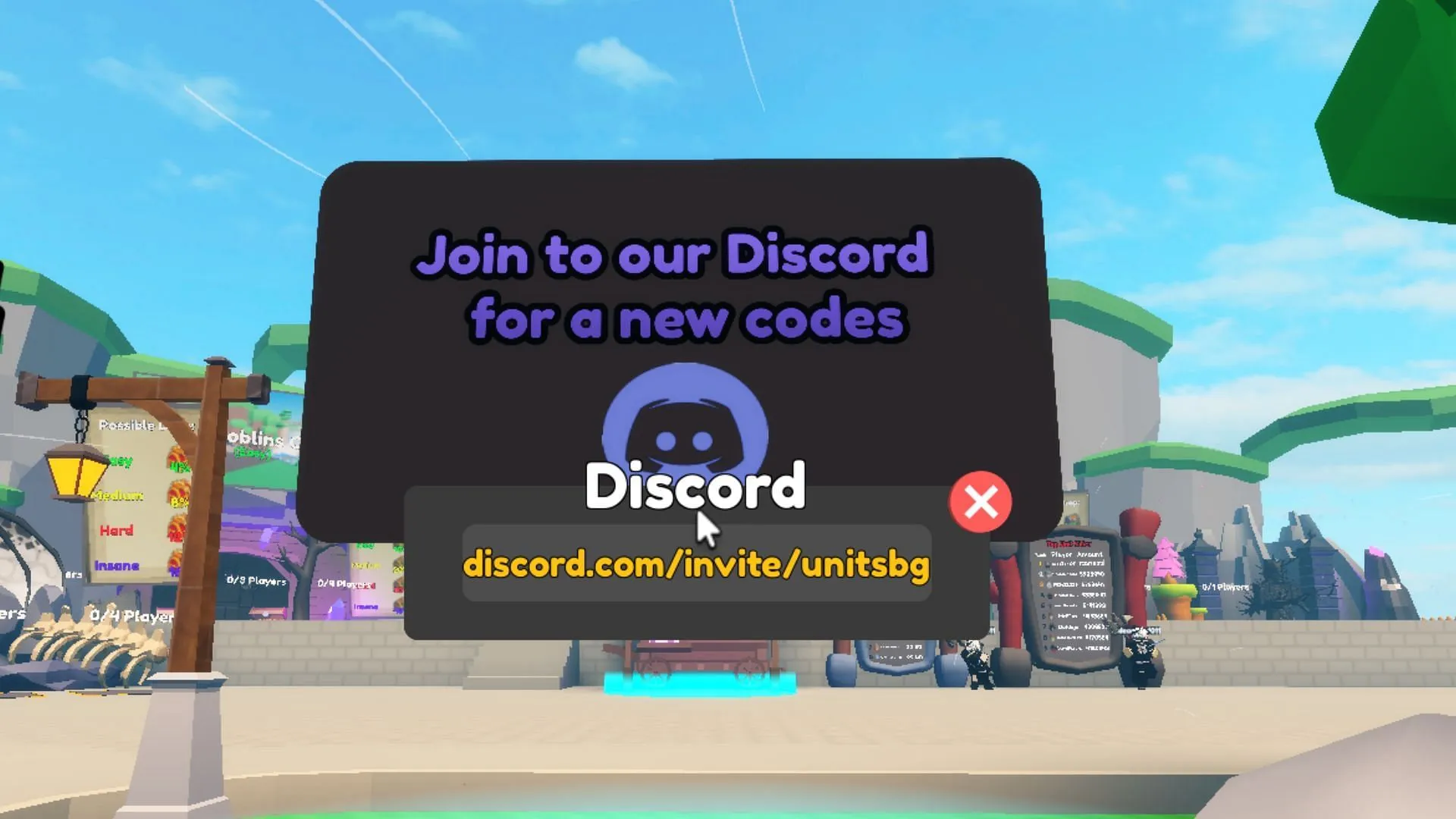 Be a part of the game's Discord community (Image via Roblox) Be a part of the game's Discord community (Image via Roblox)