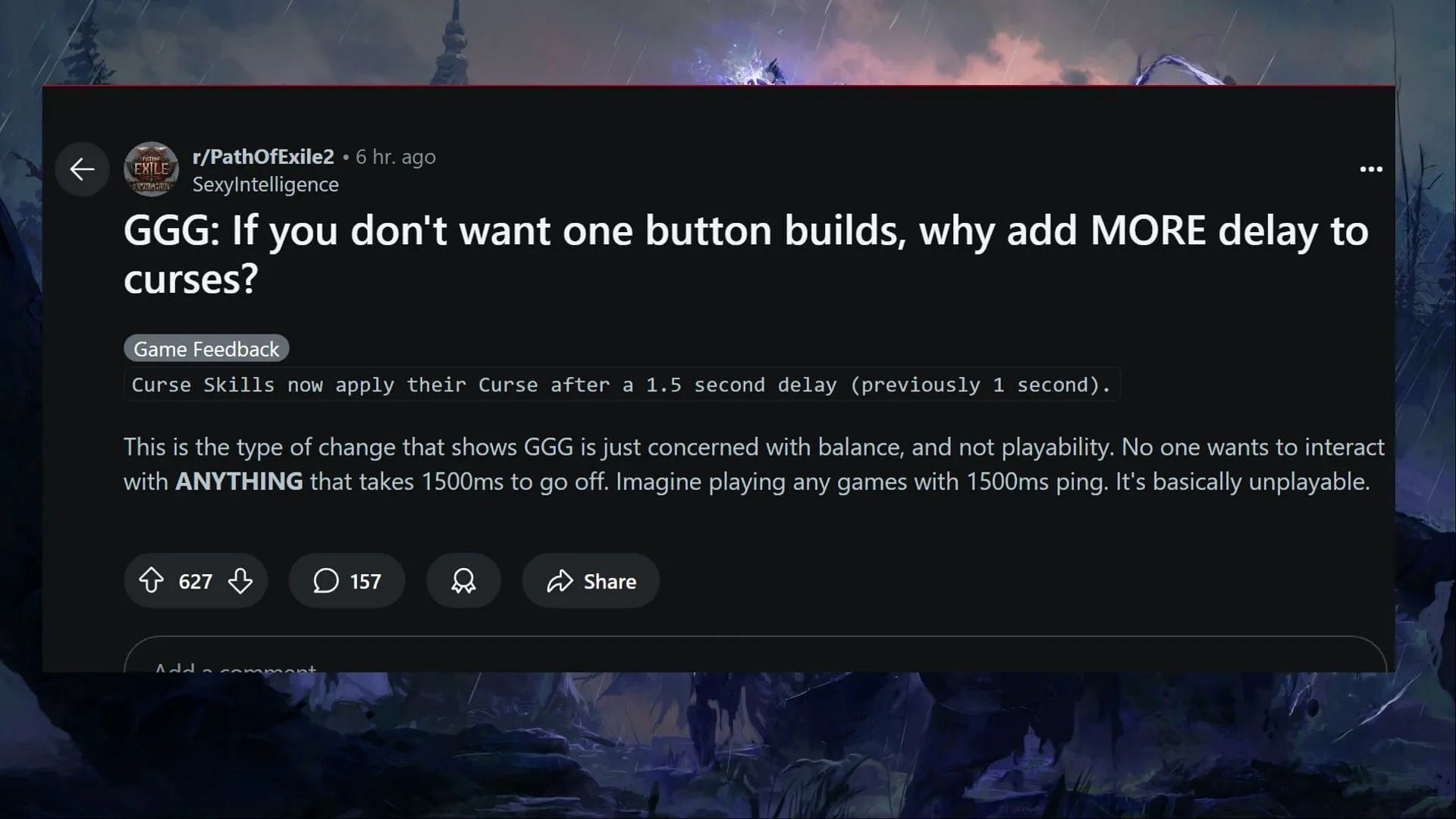 It sounds like curse builds are going to be miserable in 0.2.0