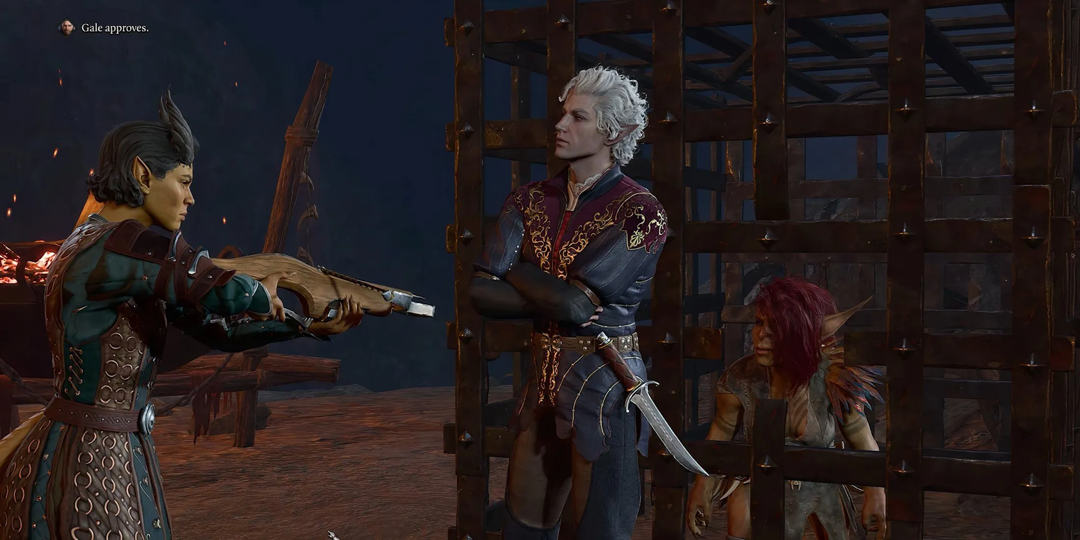 Astarion defending a goblin in Baldur's Gate 3