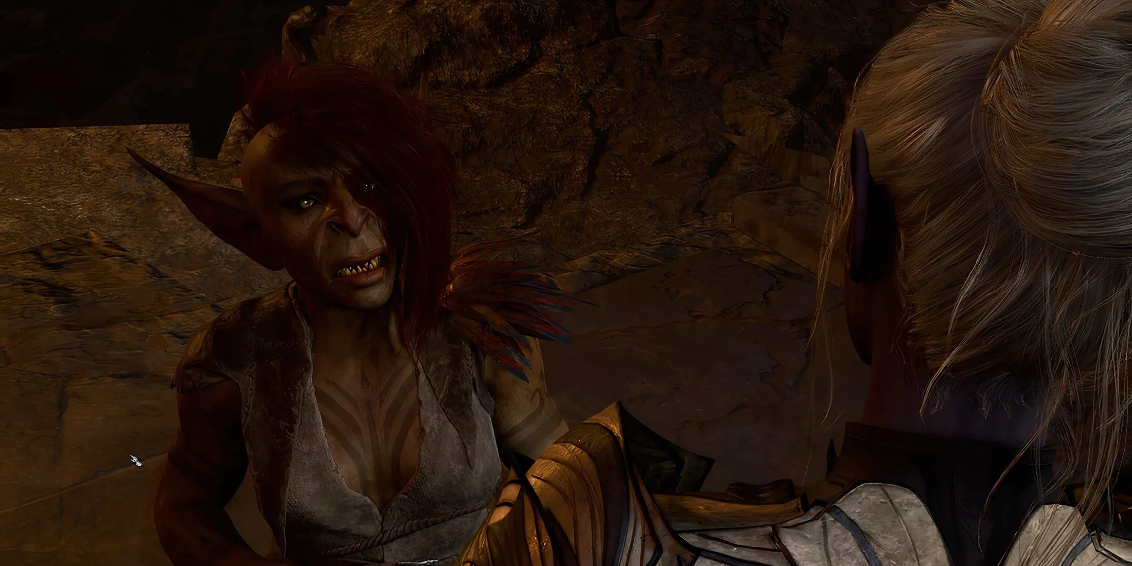 A frightened Sazza sentenced to death by Minthara in BG3