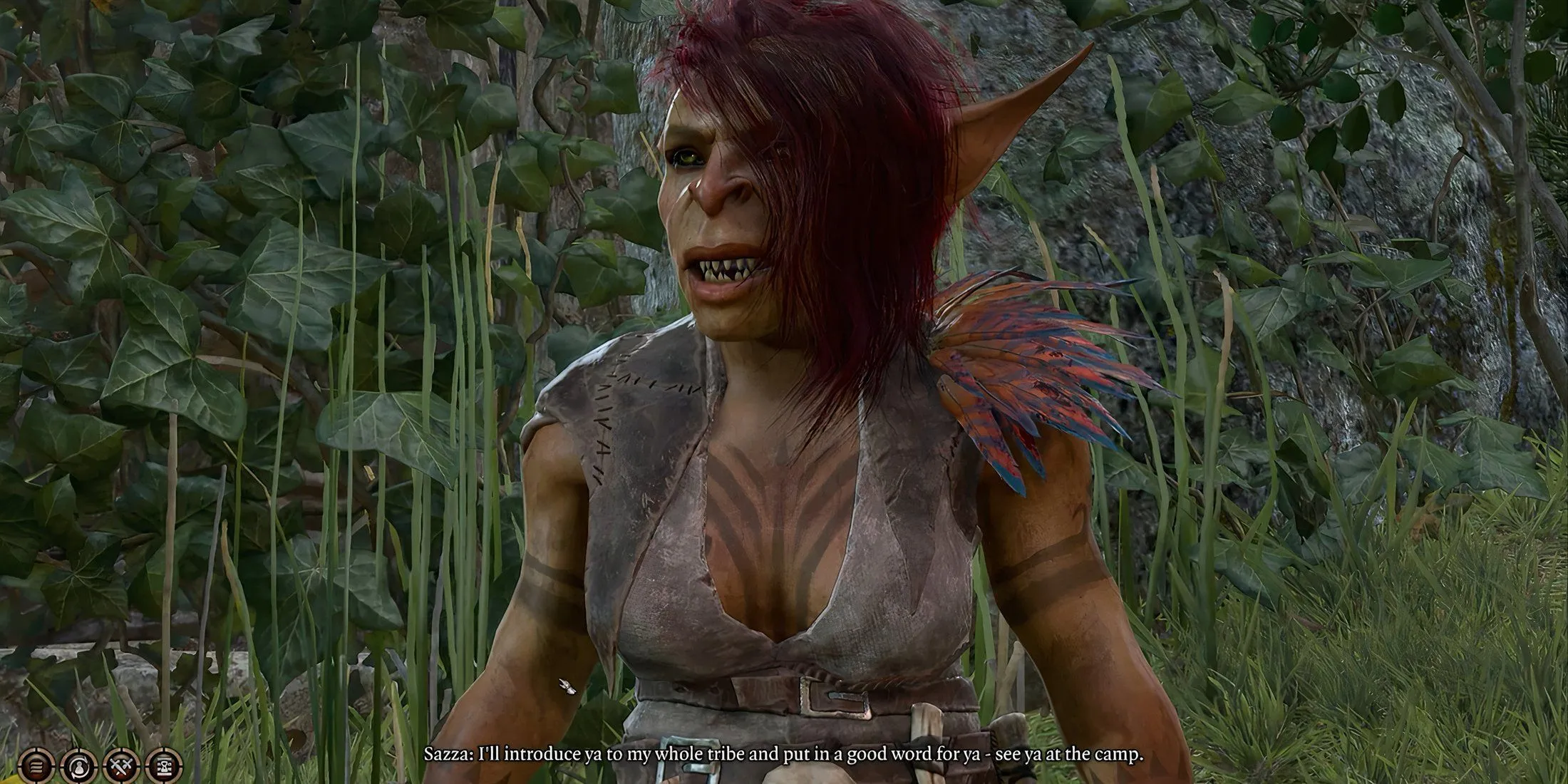 Sazza helping the player enter the goblin camp in Baldur's Gate 3