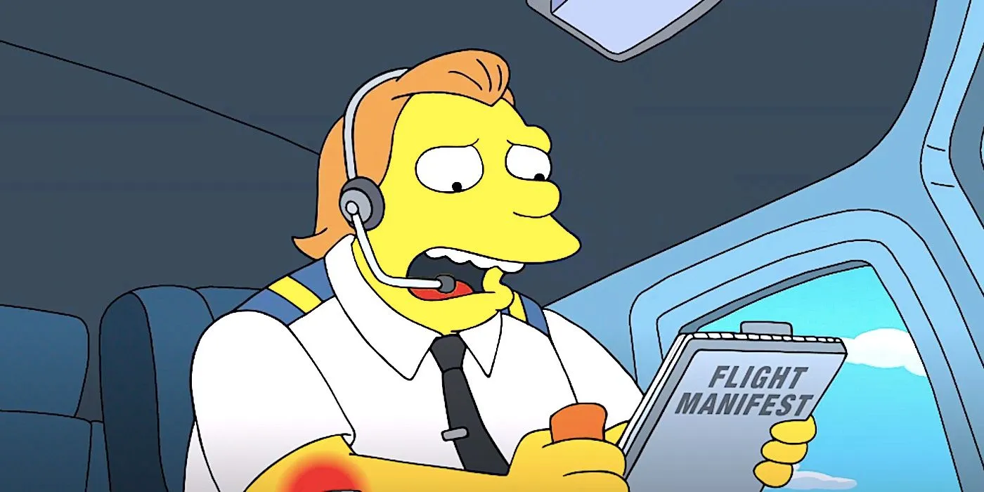Barney pilots a helicopter looking concerned in The Simpsons Barney pilots a helicopter looking concerned in The Simpsons