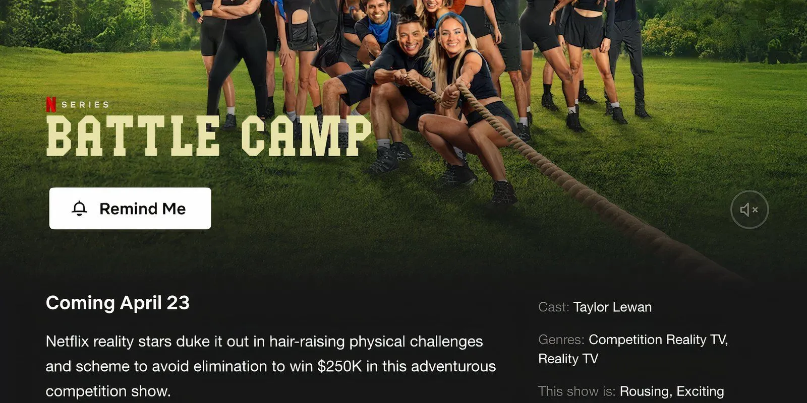 Information about Netflix's upcoming show Battle Camp from the Netflix website