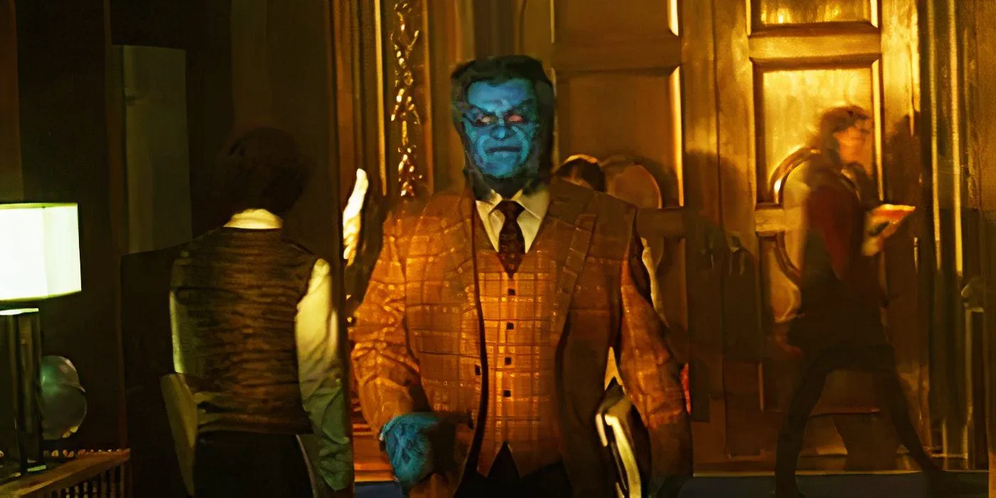 Beast greeting Logan in X-Men Days of Future Past Beast greeting Logan in X-Men Days of Future Past