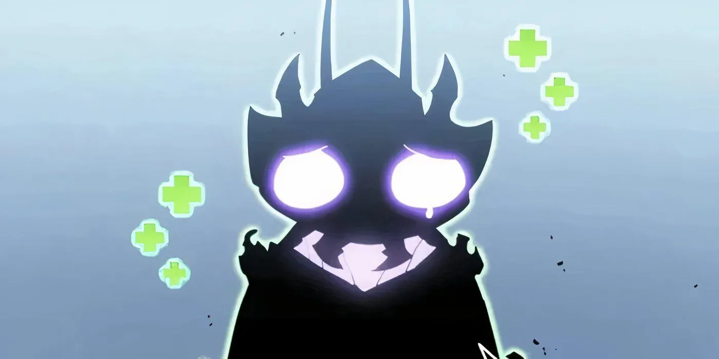 Beru looking sad while being healed in Solo Leveling.