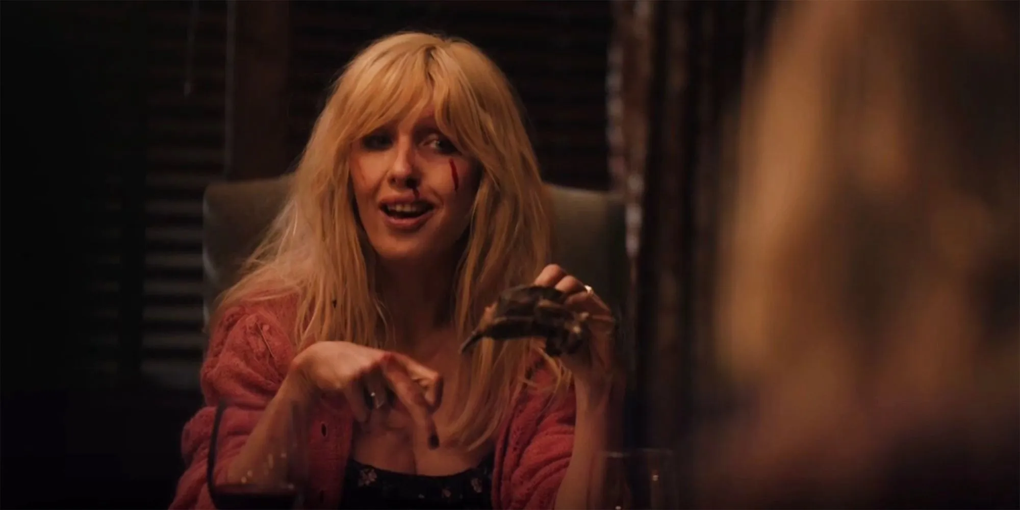 Beth at the Dinner Table with Blood on Her Face in Yellowstone Beth at the Dinner Table with Blood on Her Face in Yellowstone