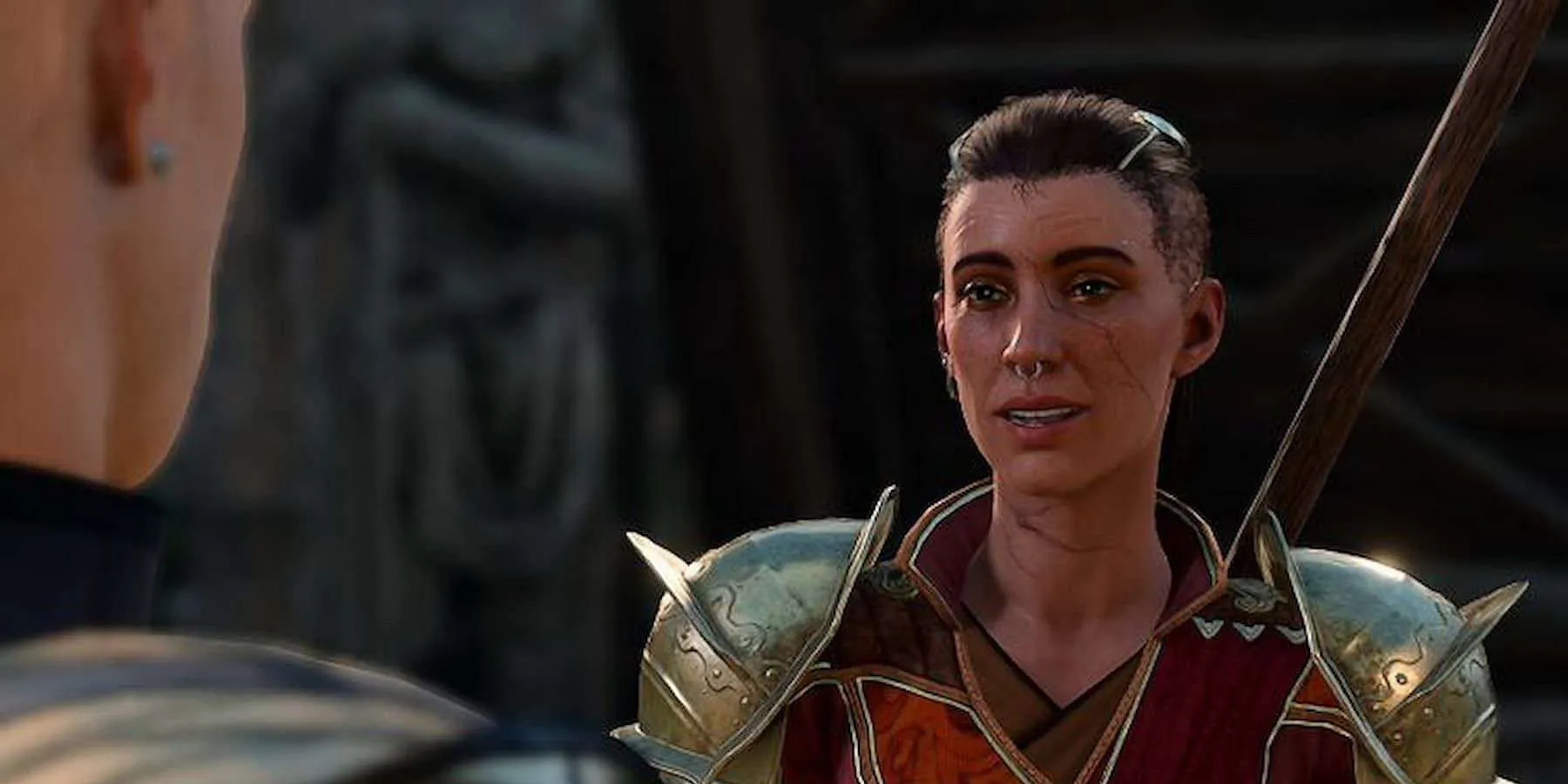 Blaze Elin, an armored guard at Wyrm's Rock Fortress, stands in front of a player character in Baldur's Gate 3. Blaze Elin, an armored guard at Wyrm's Rock Fortress, stands in front of a player character in Baldur's Gate 3.