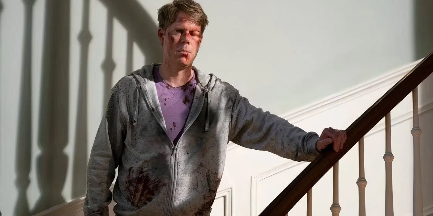 Bloodied BJ after a fight