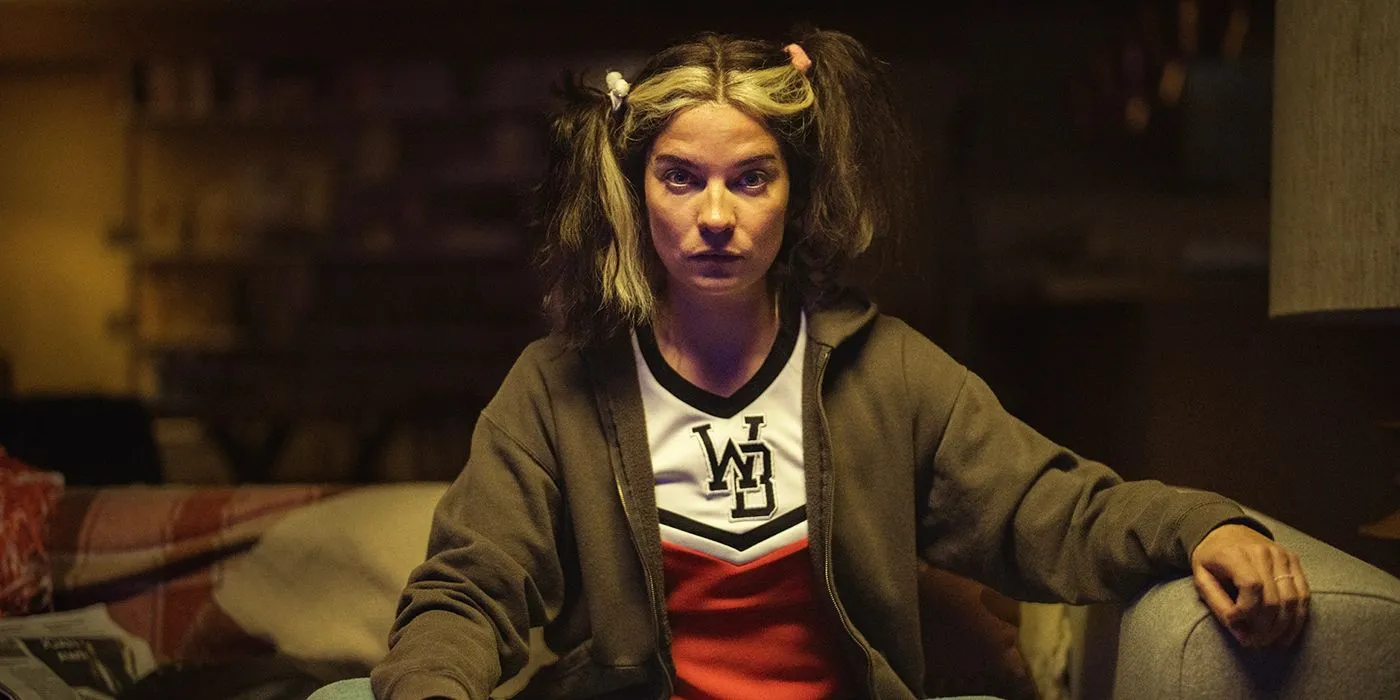 Joan in her cheerleader outfit in the Black Mirror episode Joan is Awful Joan in her cheerleader outfit in the Black Mirror episode Joan is Awful