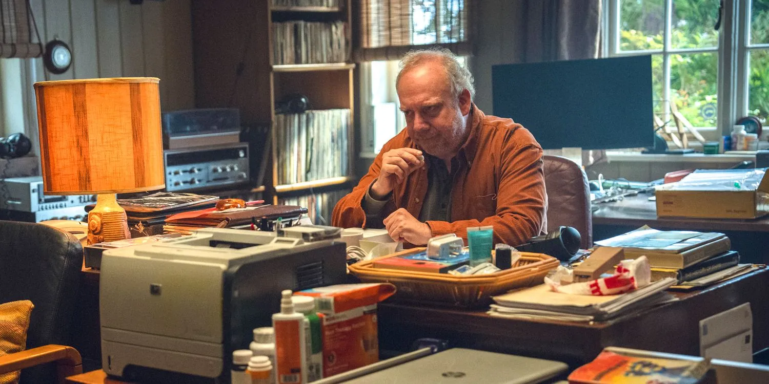 Phillip (Paul Giamatti) looking thoughtful in his office in Black Mirror Season 7 Ep 5 Phillip (Paul Giamatti) looking thoughtful in his office in Black Mirror Season 7 Ep 5