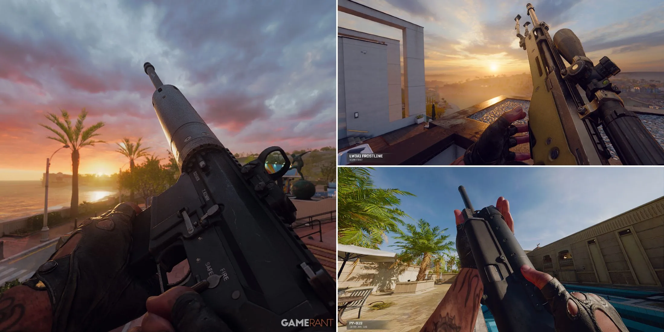 split image showcasing the DM-10, the LW3A1 Frostline, and the PP-919 in Black Ops 6 split image showcasing the DM-10, the LW3A1 Frostline, and the PP-919 in Black Ops 6