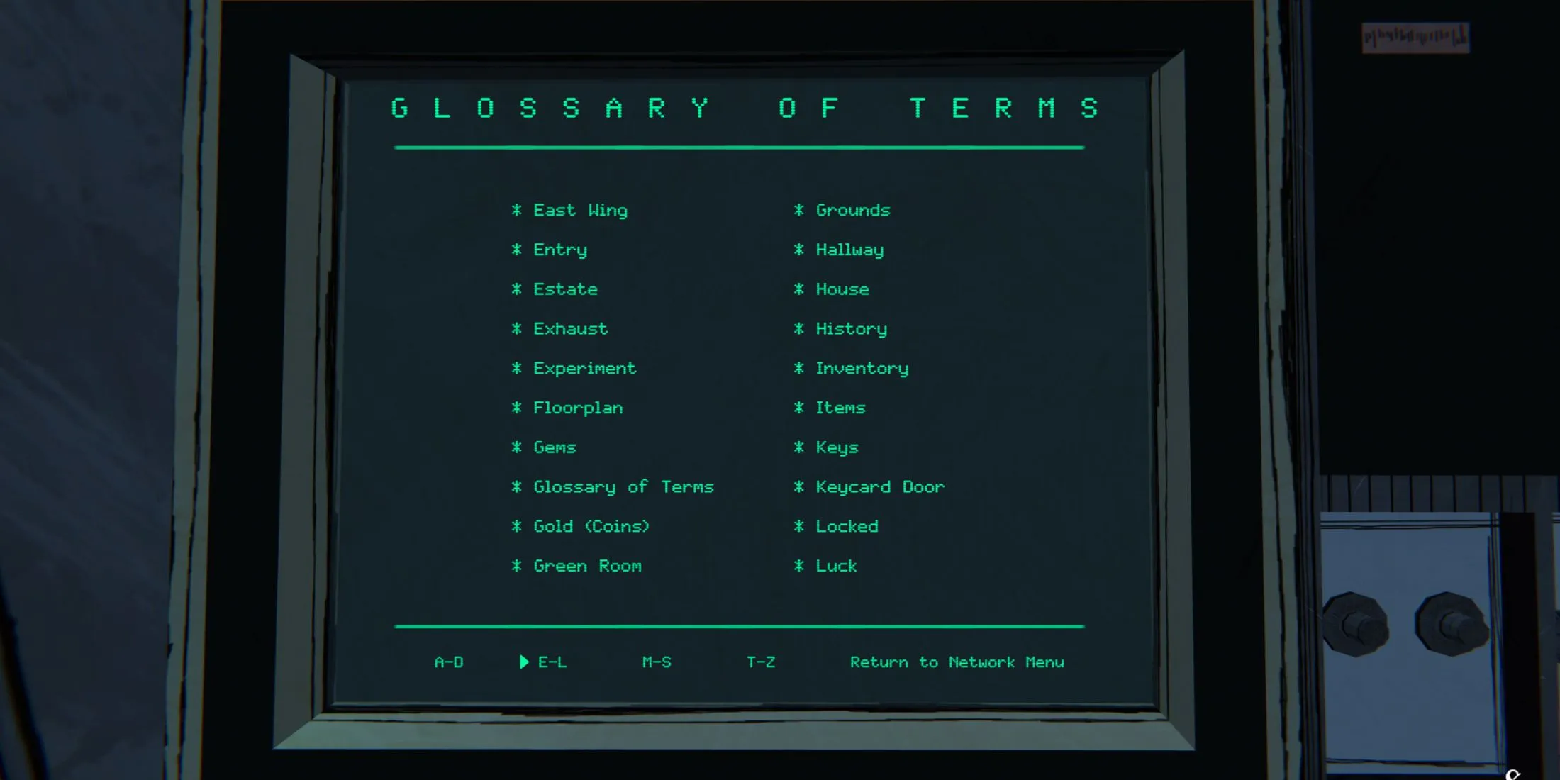 Blue Prince Glossary All Terms Definitions Terminal Access E-L Blue Prince Glossary All Terms Definitions Terminal Access E-L