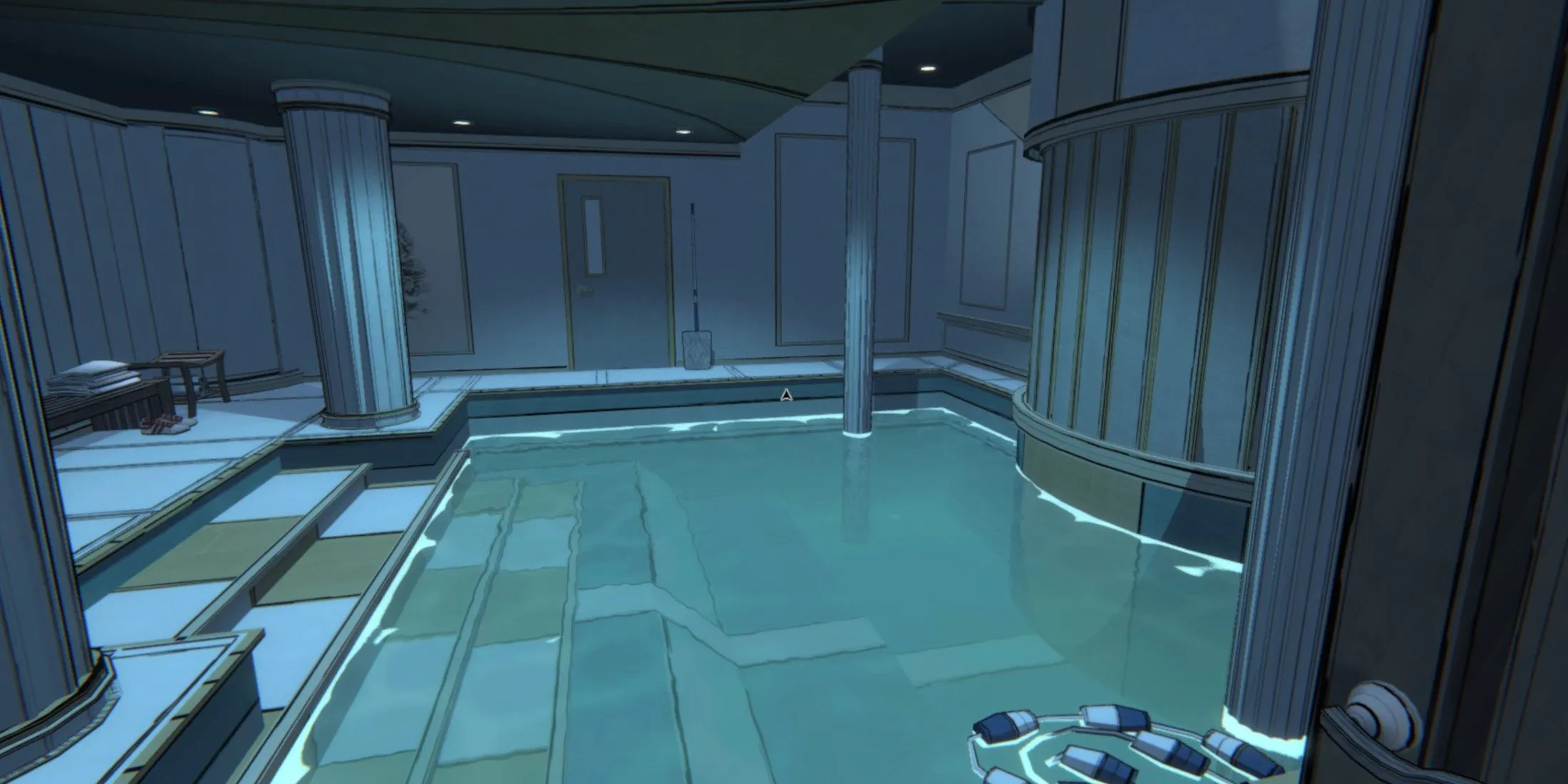 Blue-Prince-Pump-Room-Guide-Pool