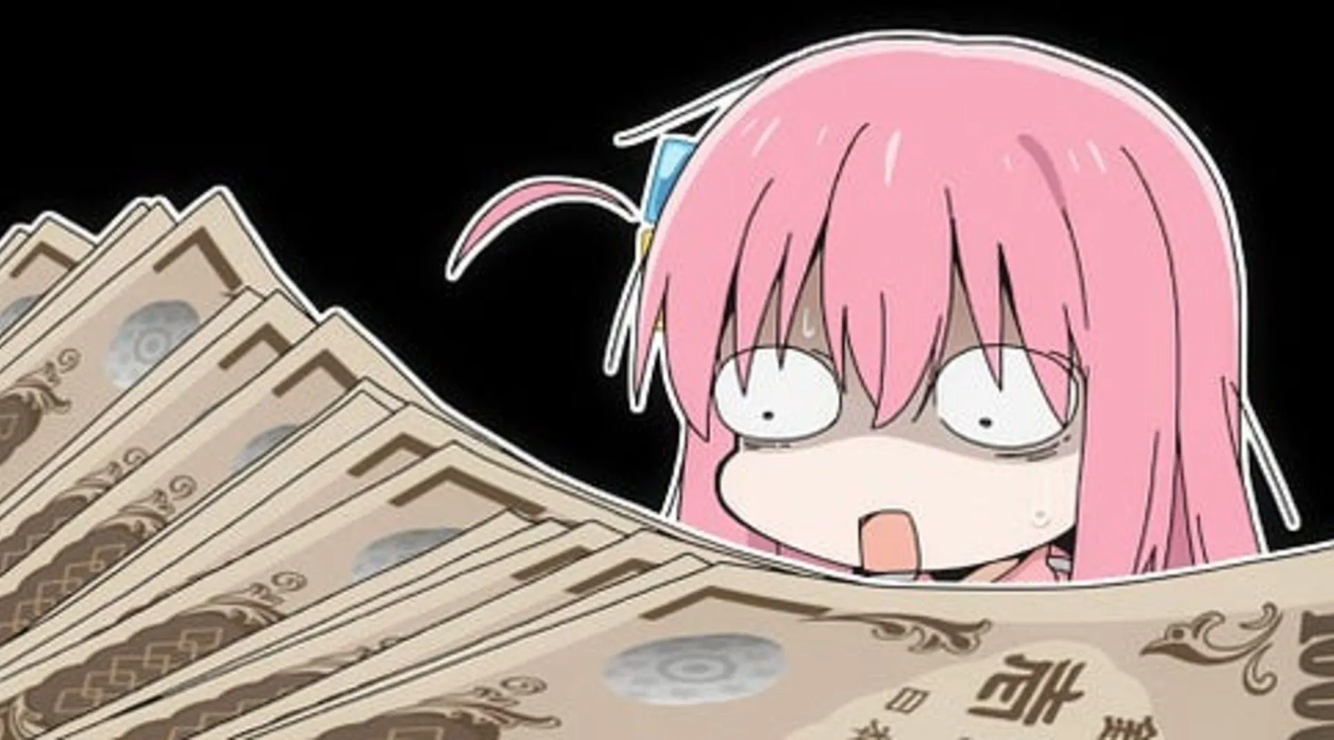 Bocchi looking at money shocked Bocchi looking at money shocked