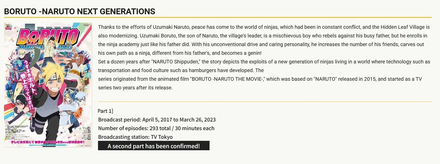 Boruto: Naruto season 2 confirmation screenshot