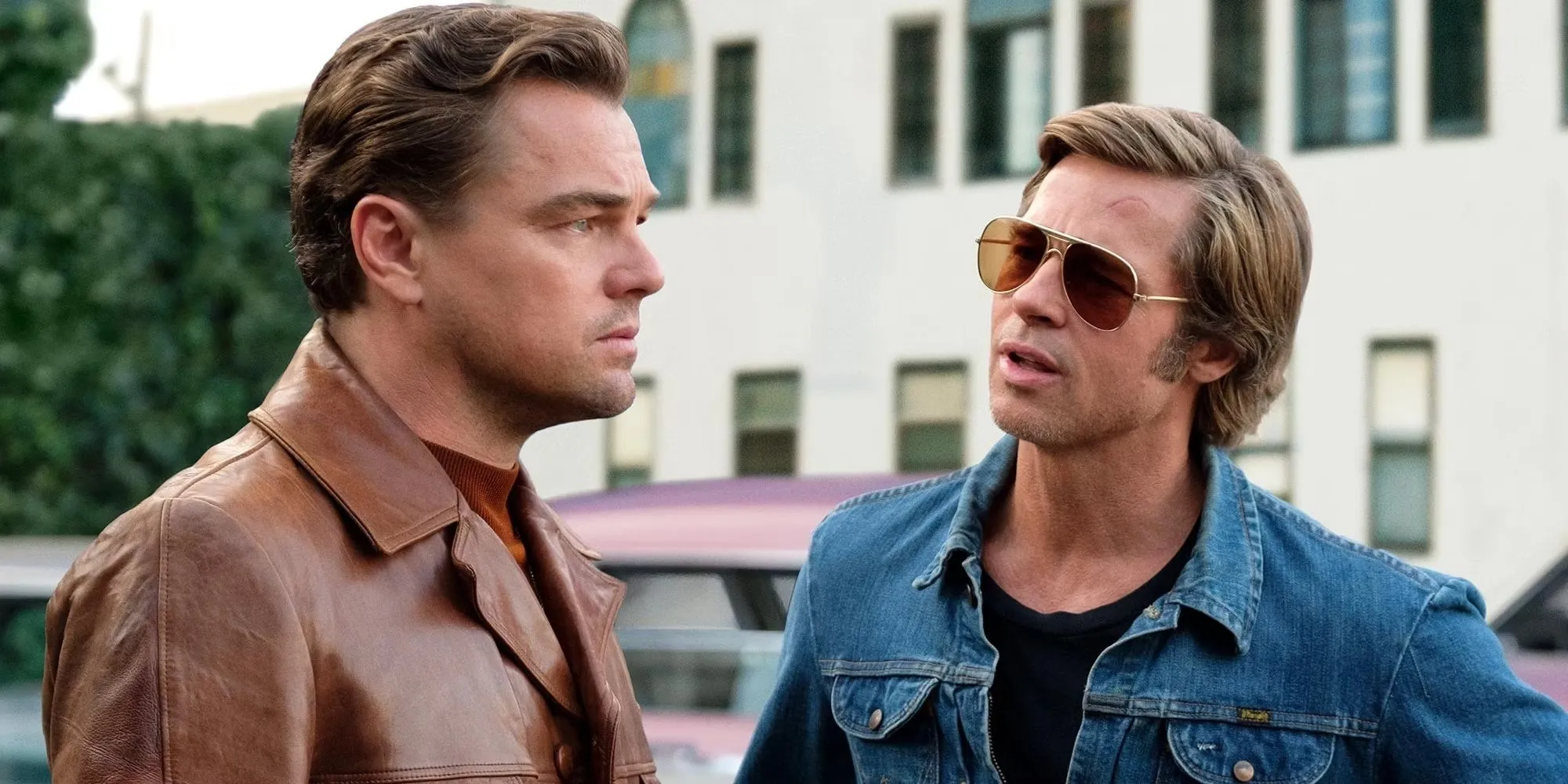 Brad Pitt and Leonardo DiCaprio in Once Upon a Time in Hollywood Brad Pitt and Leonardo DiCaprio in Once Upon a Time in Hollywood