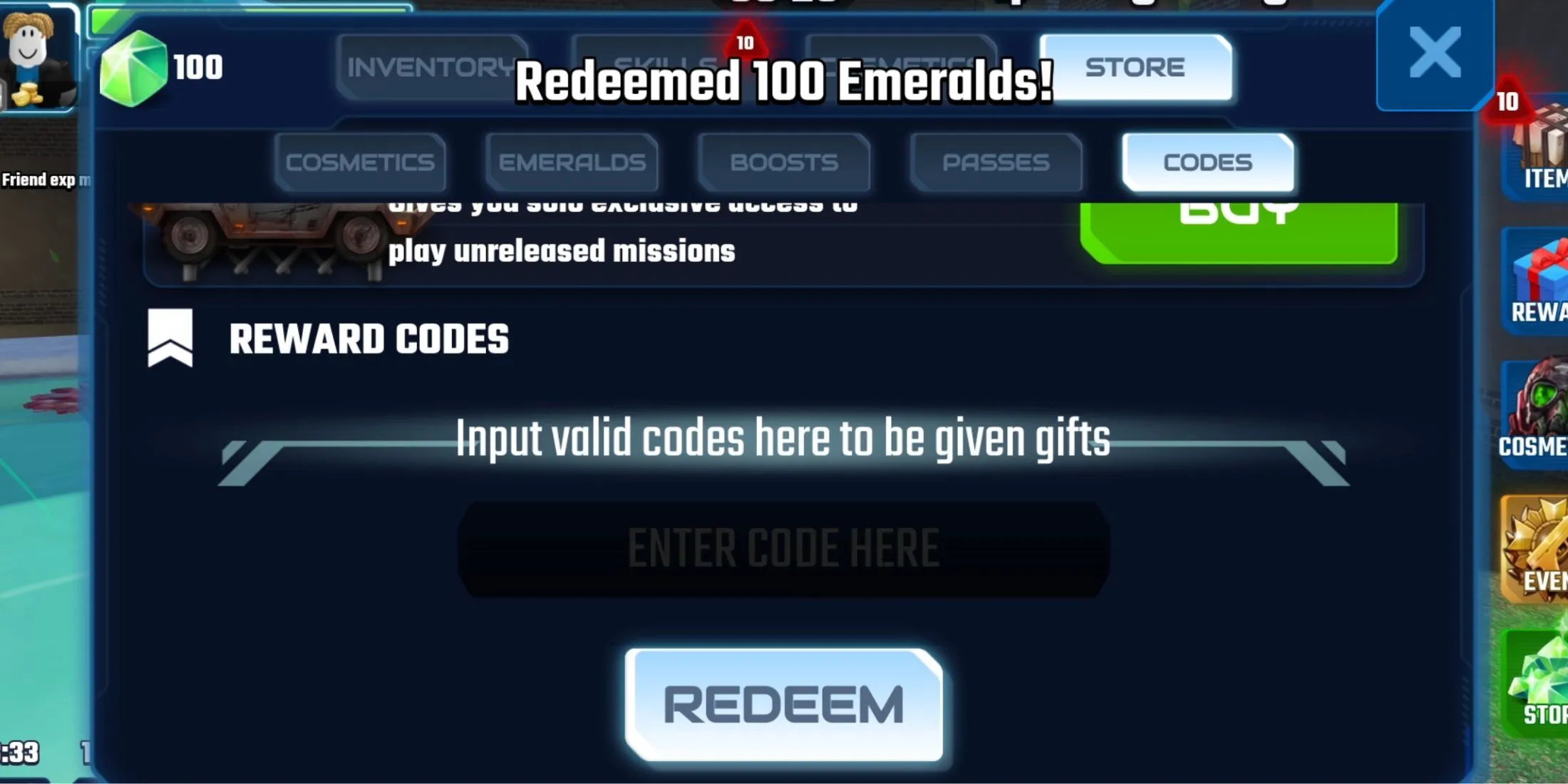Bullet Dungeon codes interface