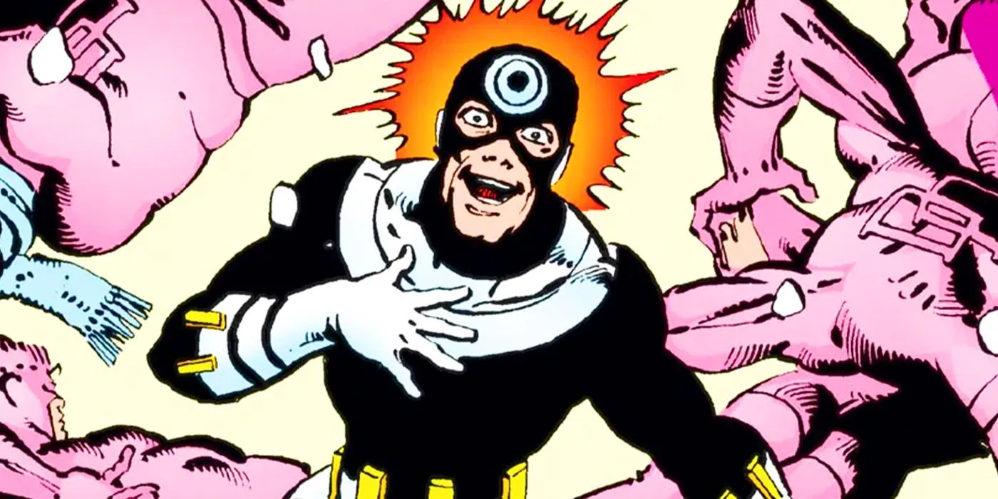 Bullseye in the comics wearing his classic costume