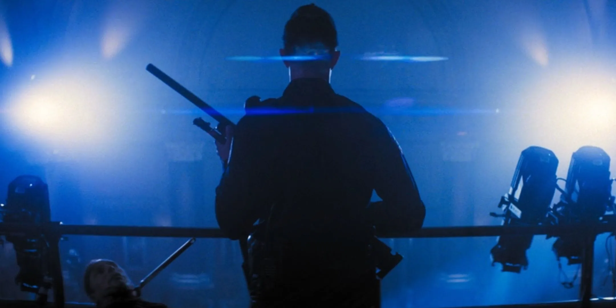 Bullseye Taking Aim With Blue Light in Daredevil Episode 8 Bullseye Taking Aim With Blue Light in Daredevil Episode 8