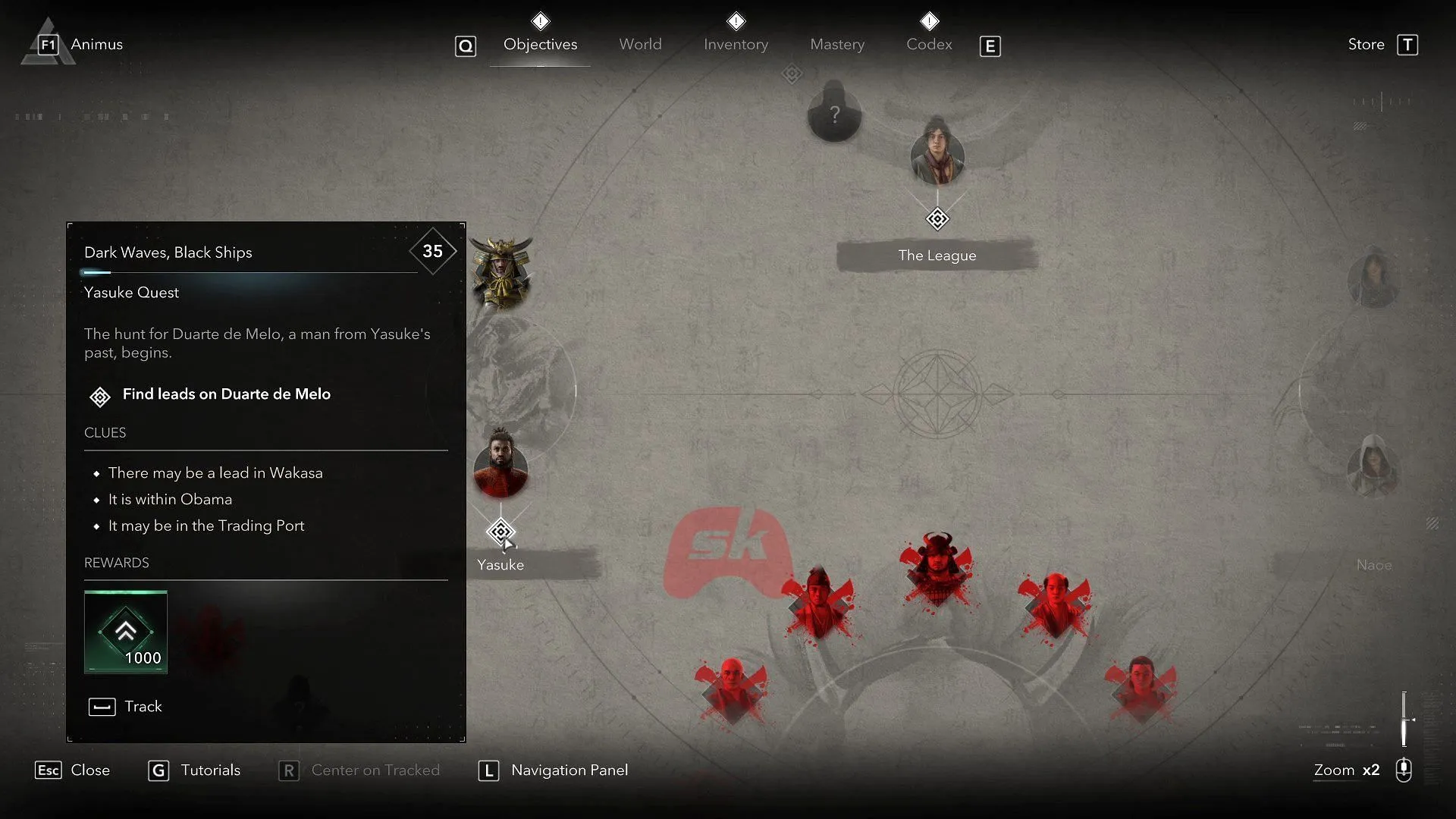 Locate the quest on Yasuke's objective board Locate the quest on Yasuke's objective board
