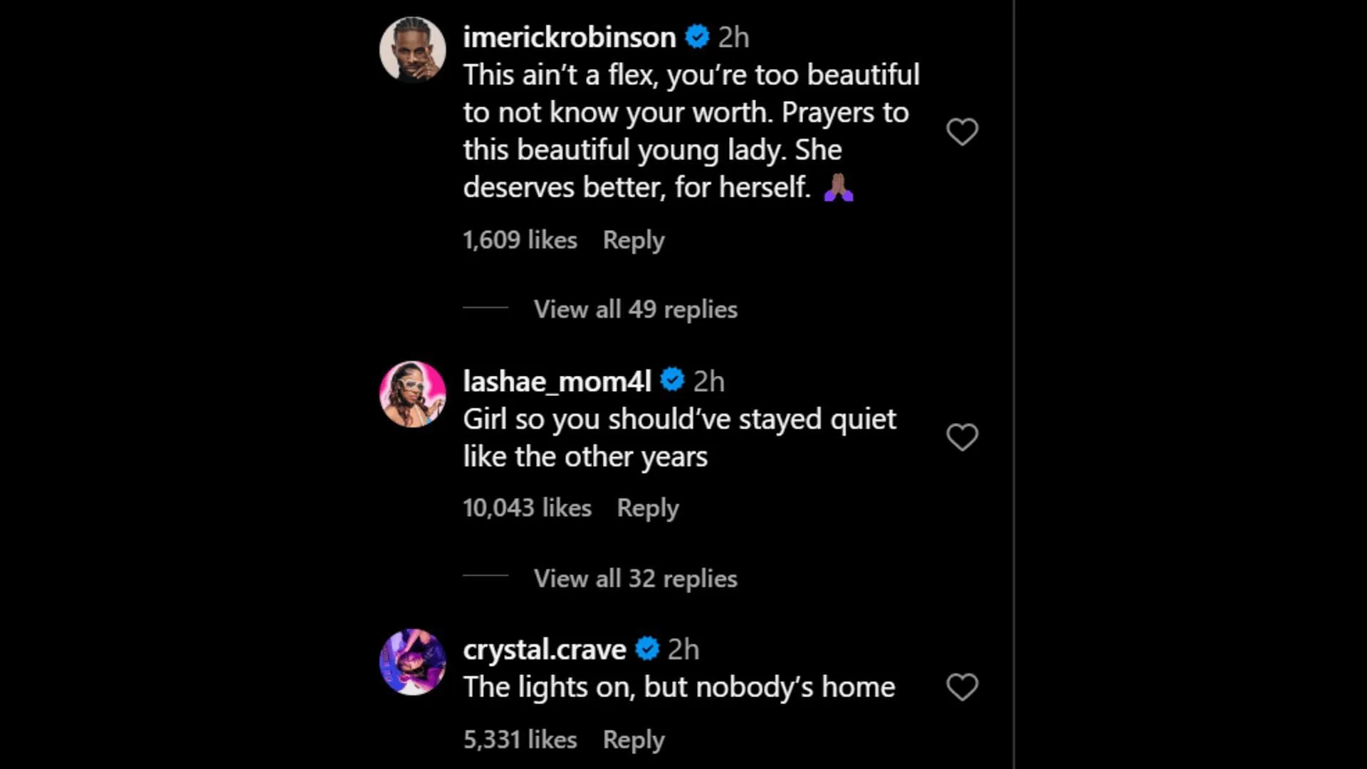 Netizens react to Imanni Jackson's statements. (Image via Instagram)