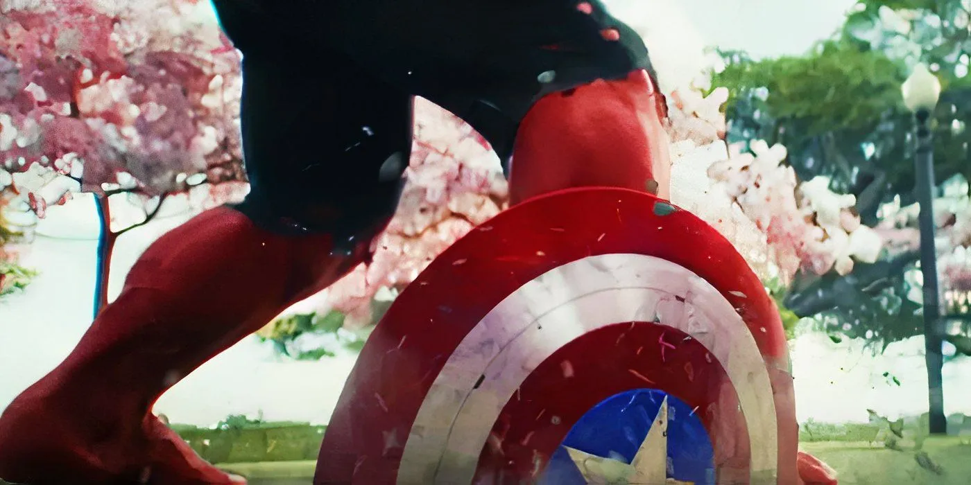 Captain America: Shield at Red Hulk's feet Captain America: Shield at Red Hulk's feet