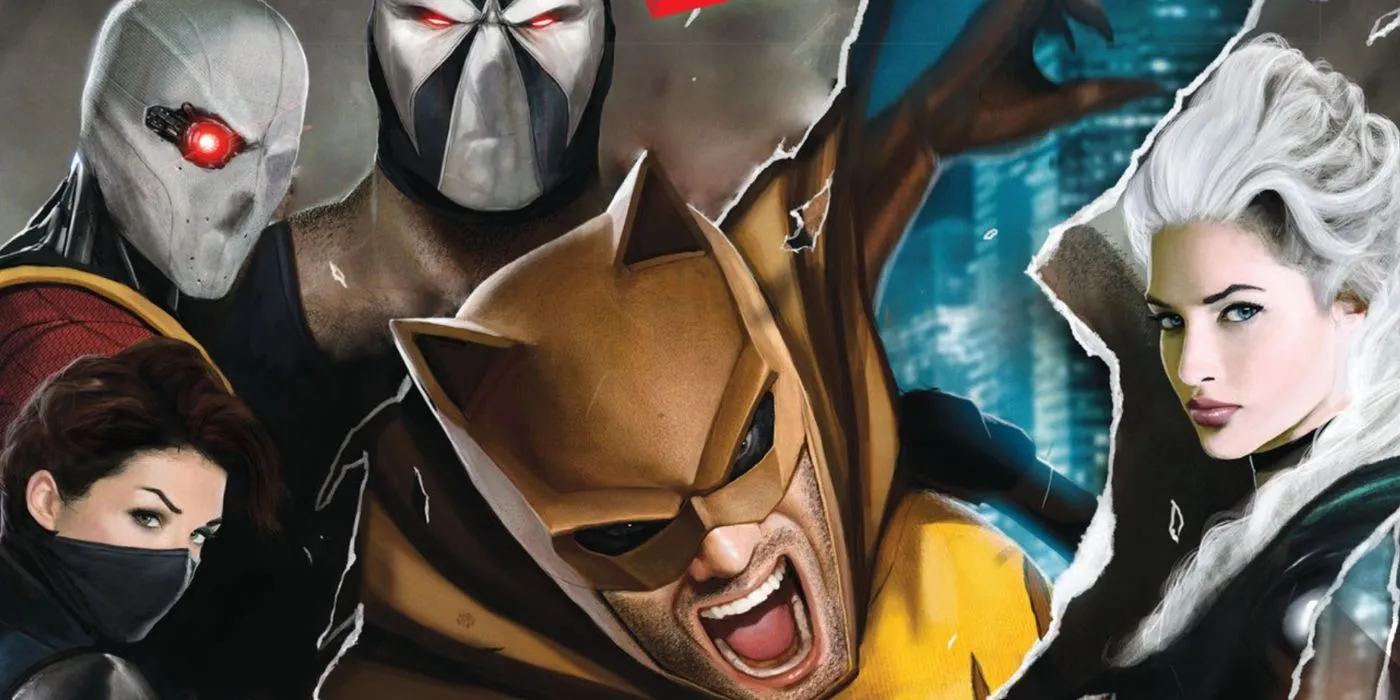 Catman slashing through a cover of Secret Six from DC.