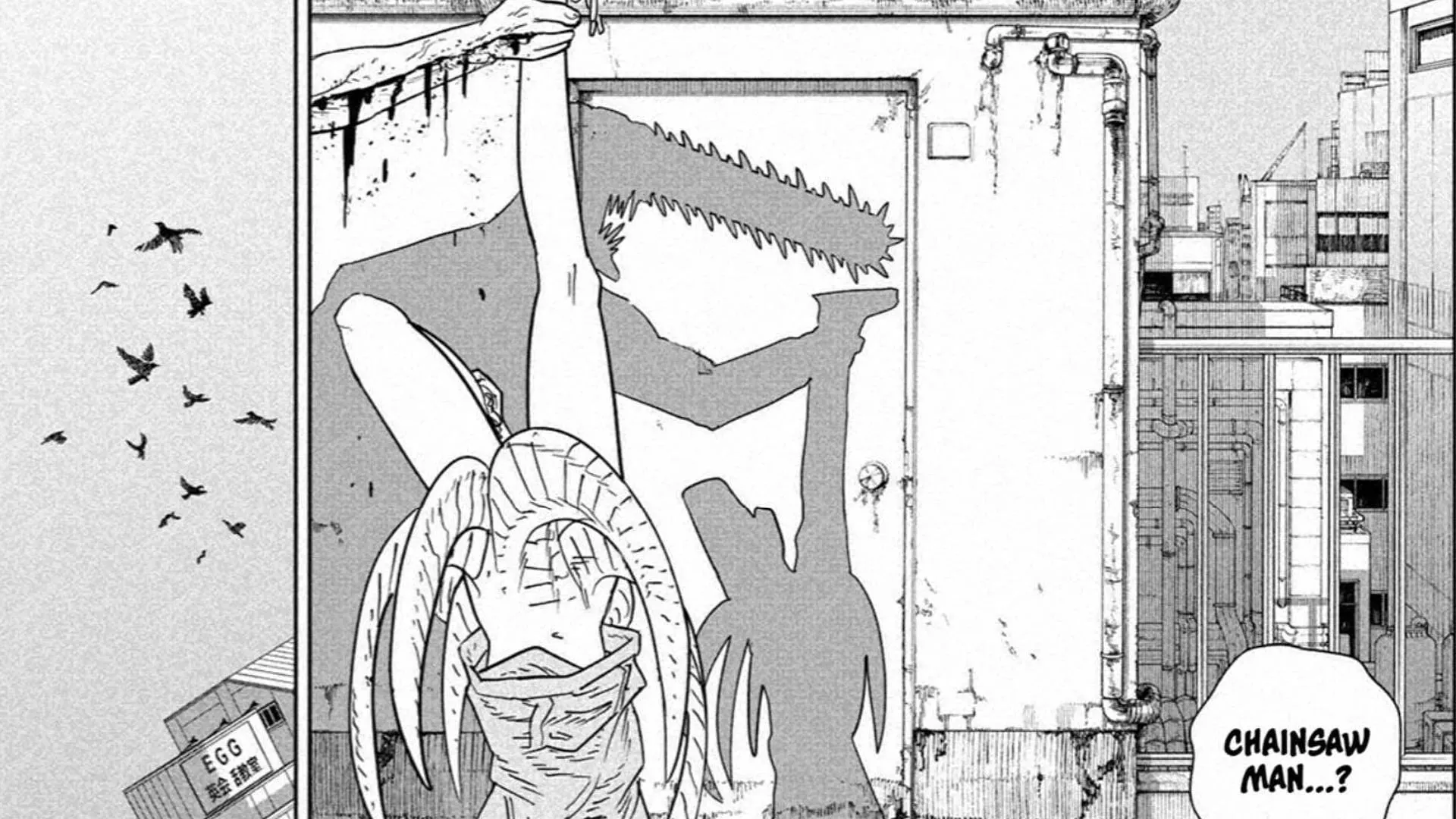One of the first appearances of the Fakesaw Man (Image via Shueisha).