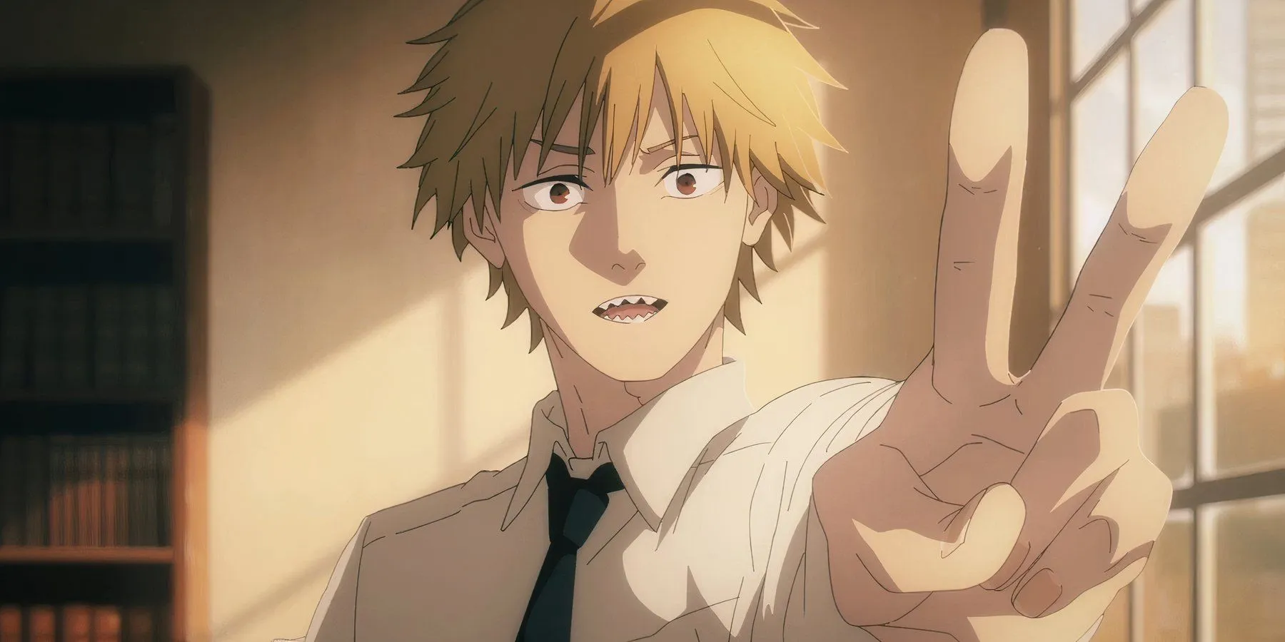 Denji Showing Peace Sign