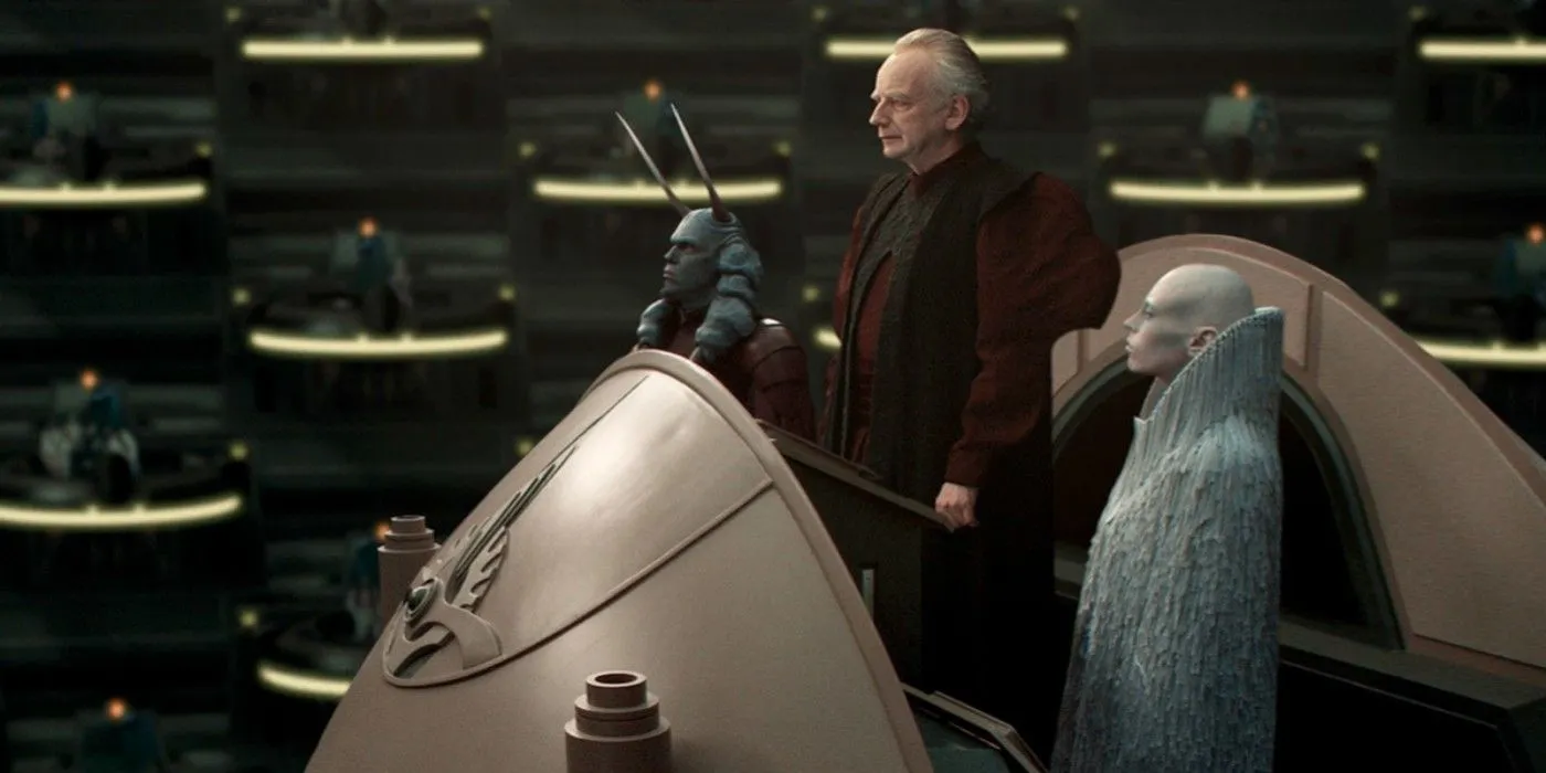 Palpatine addresses the Senate in Attack of the Clones Palpatine addresses the Senate in Attack of the Clones