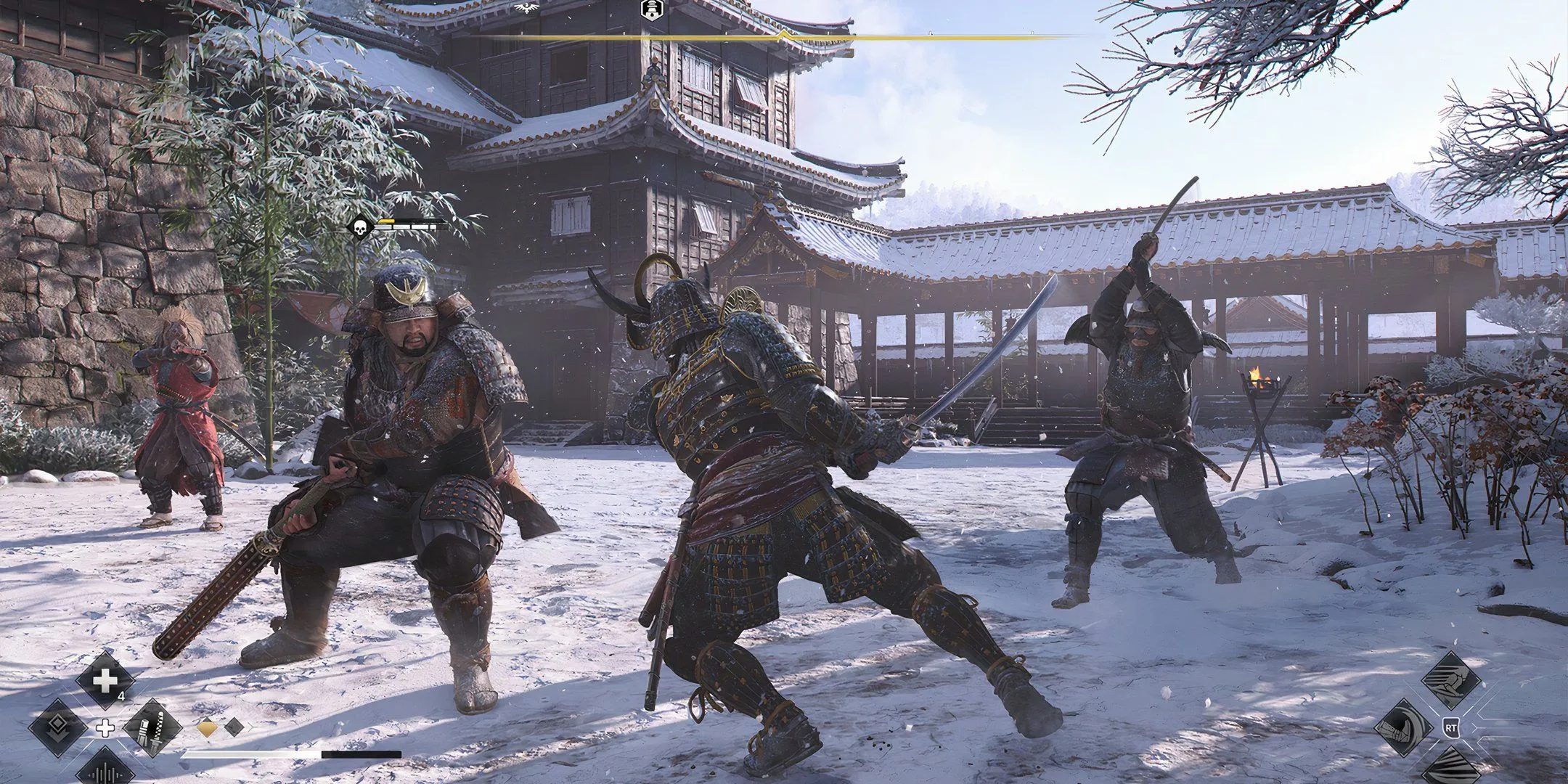Yasuke in battle against Ashigaru in Assassin's Creed Shadows.