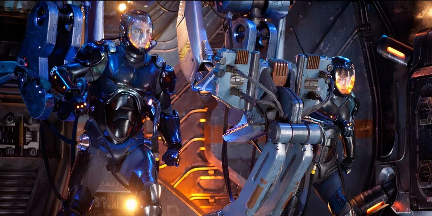 Charlie Hunnam and Rinko Kikuchi in Pacific Rim (2013)