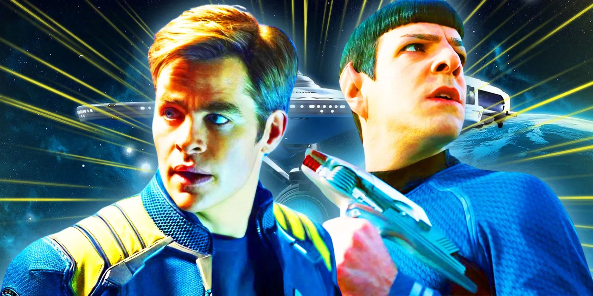 Chris Pine as Kirk and Zachary Quinto as Spock Chris Pine as Kirk and Zachary Quinto as Spock
