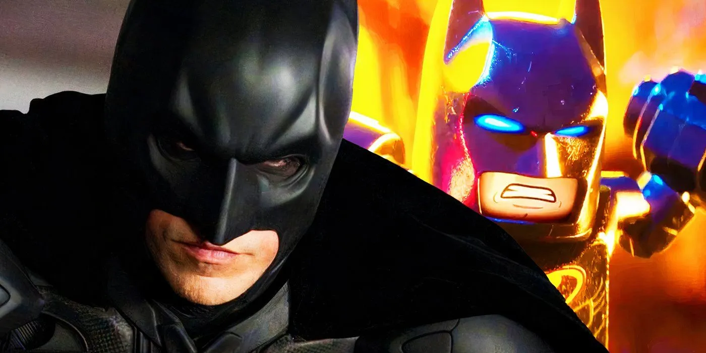 Christian Bale's Batman in The Dark Knight compared to Lego Batman