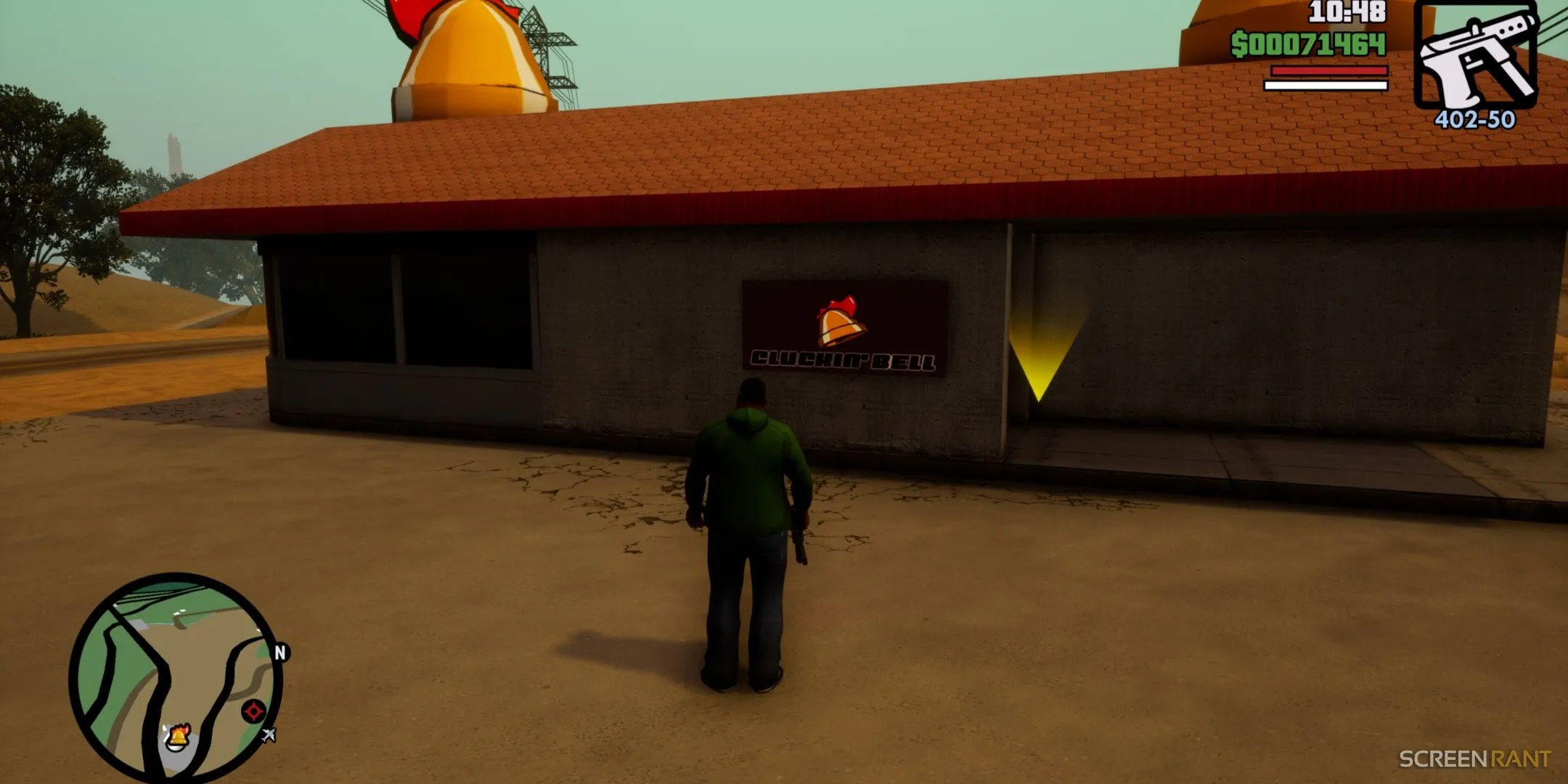 CJ Outside Cluckin' Bell