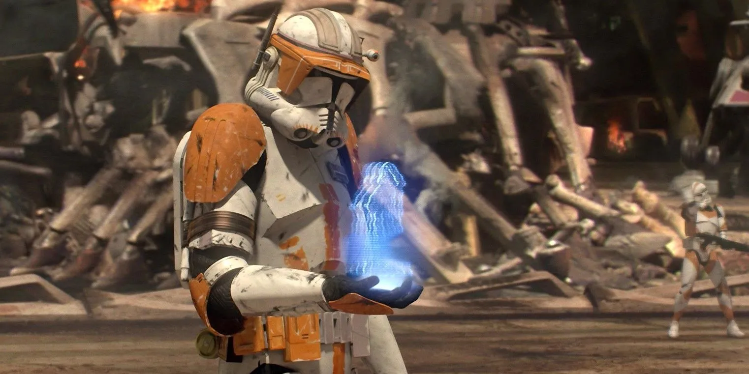 Commander Cody receives a holoprojector call from Darth Sidious telling him to execute Order 66 in Star Wars: Episode III - Revenge of the Sith Commander Cody receives a holoprojector call from Darth Sidious telling him to execute Order 66 in Star Wars: Episode III - Revenge of the Sith