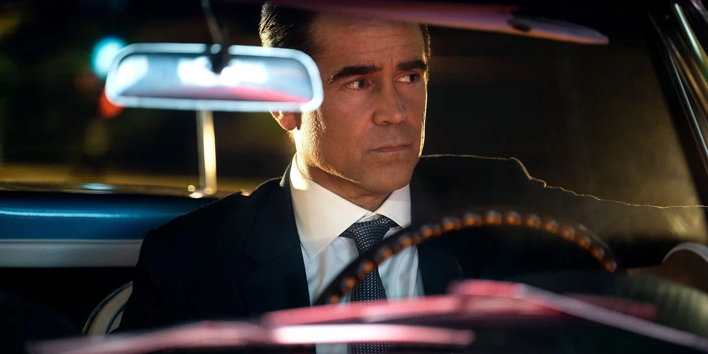 Colin Farrell as John Sugar in his car in Sugar