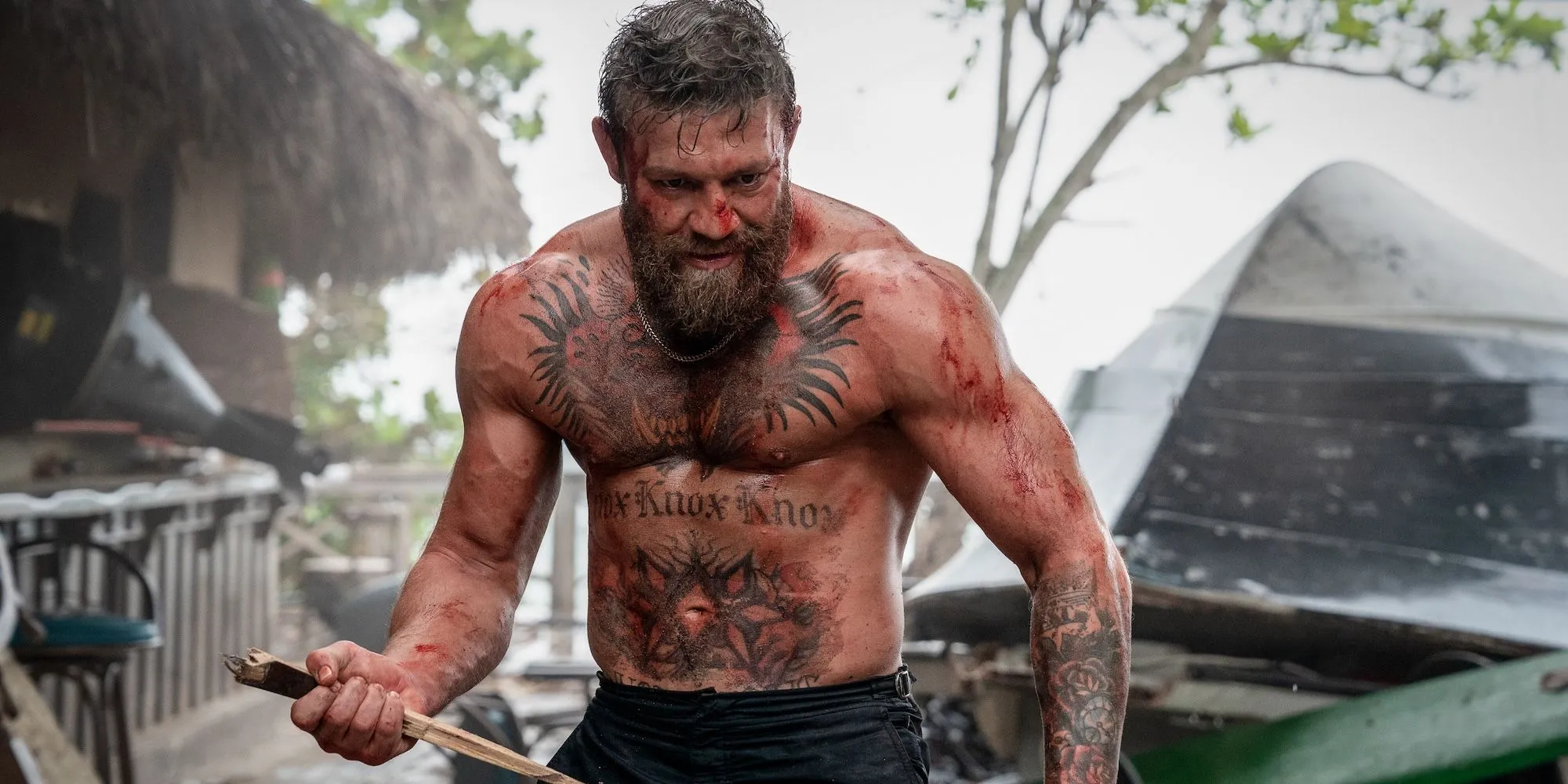 Conor McGregor prepping for a scene in Road House