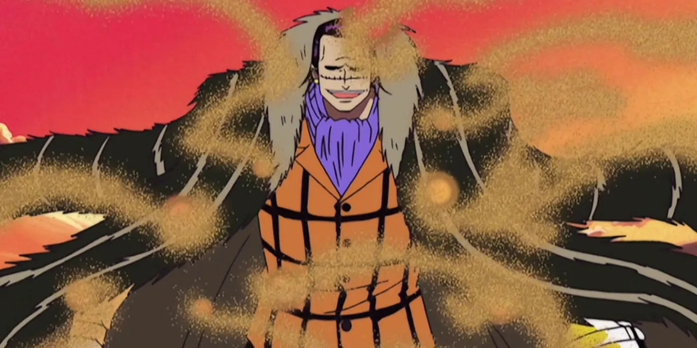 Crocodile using his powers against Luffy Crocodile using his powers against Luffy
